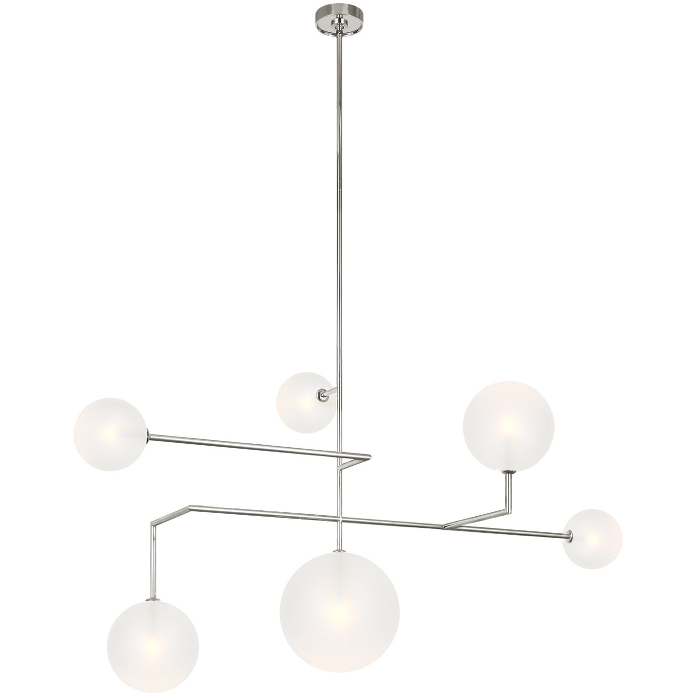 AERIN Linnea LED 58.75 inch Polished Nickel Chandelier Ceiling Light in Soft Etched Glass