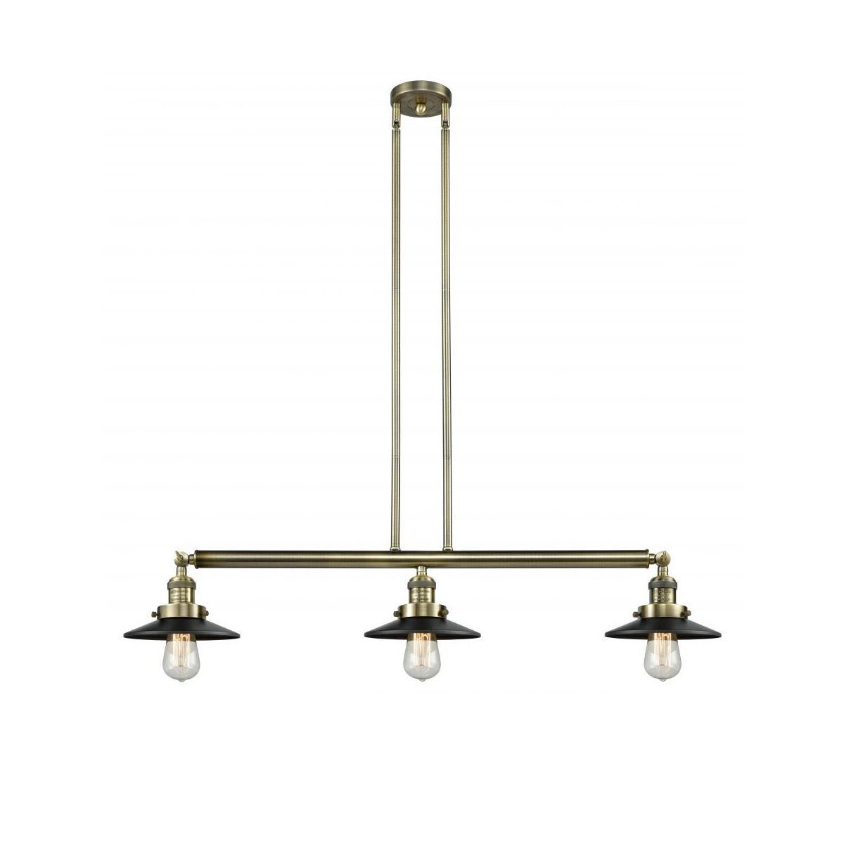 Franklin Restoration Railroad LED 41 inch Antique Copper Island Light Ceiling Light in Matte Black, Franklin Restoration