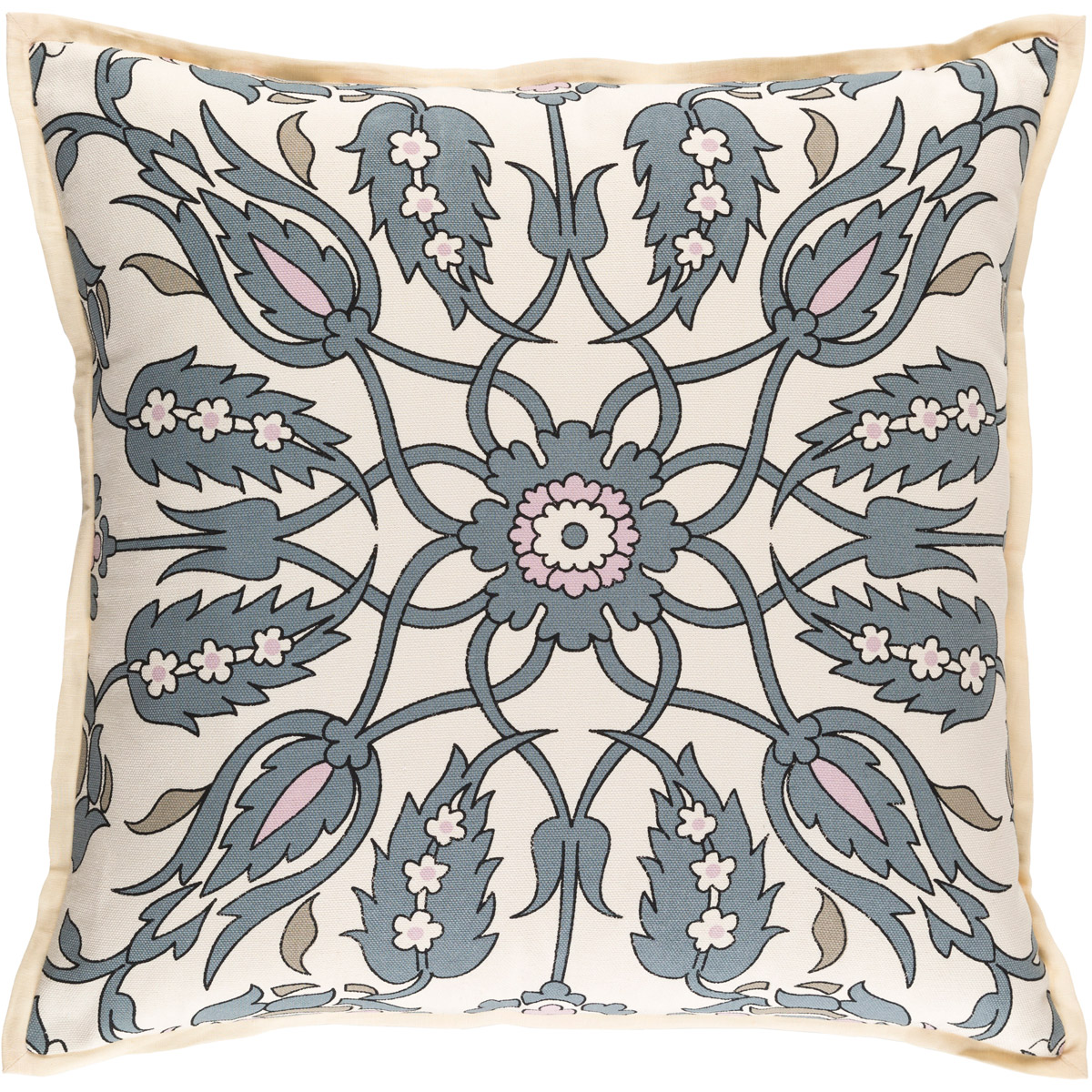 Vincent 22 X 22 inch Medium Gray and Blush Throw Pillow