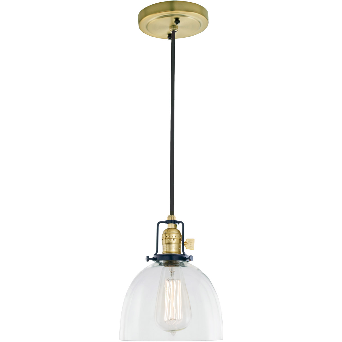 Nob Hill 1 Light 7 inch Satin Brass and Black Pendant Ceiling Light