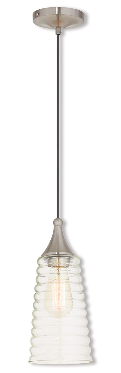 Art Glass 1 Light 5.5 inch Brushed Nickel Mini Pendant Ceiling Light