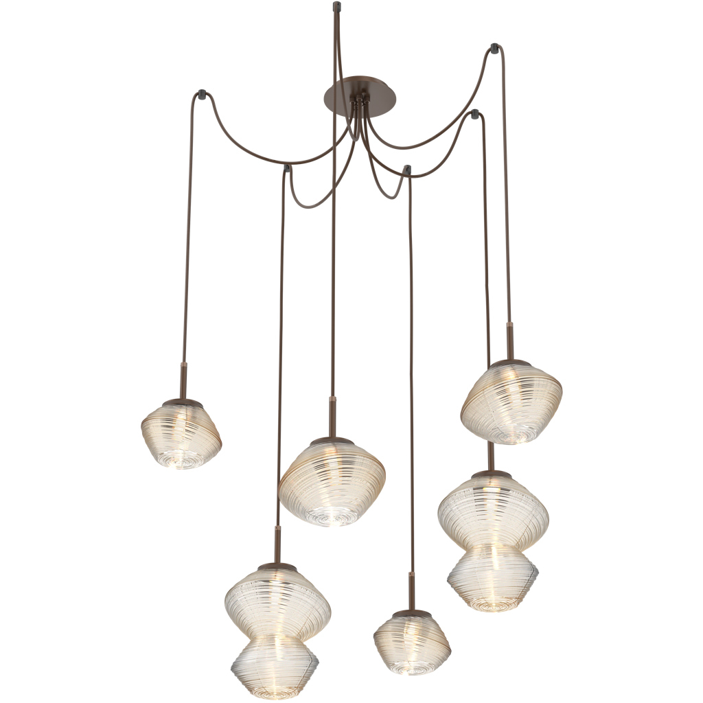 Mesa LED 17.4 inch Burnished Bronze Swag Multi-Pendant Ceiling Light in Amber, 2700K LED