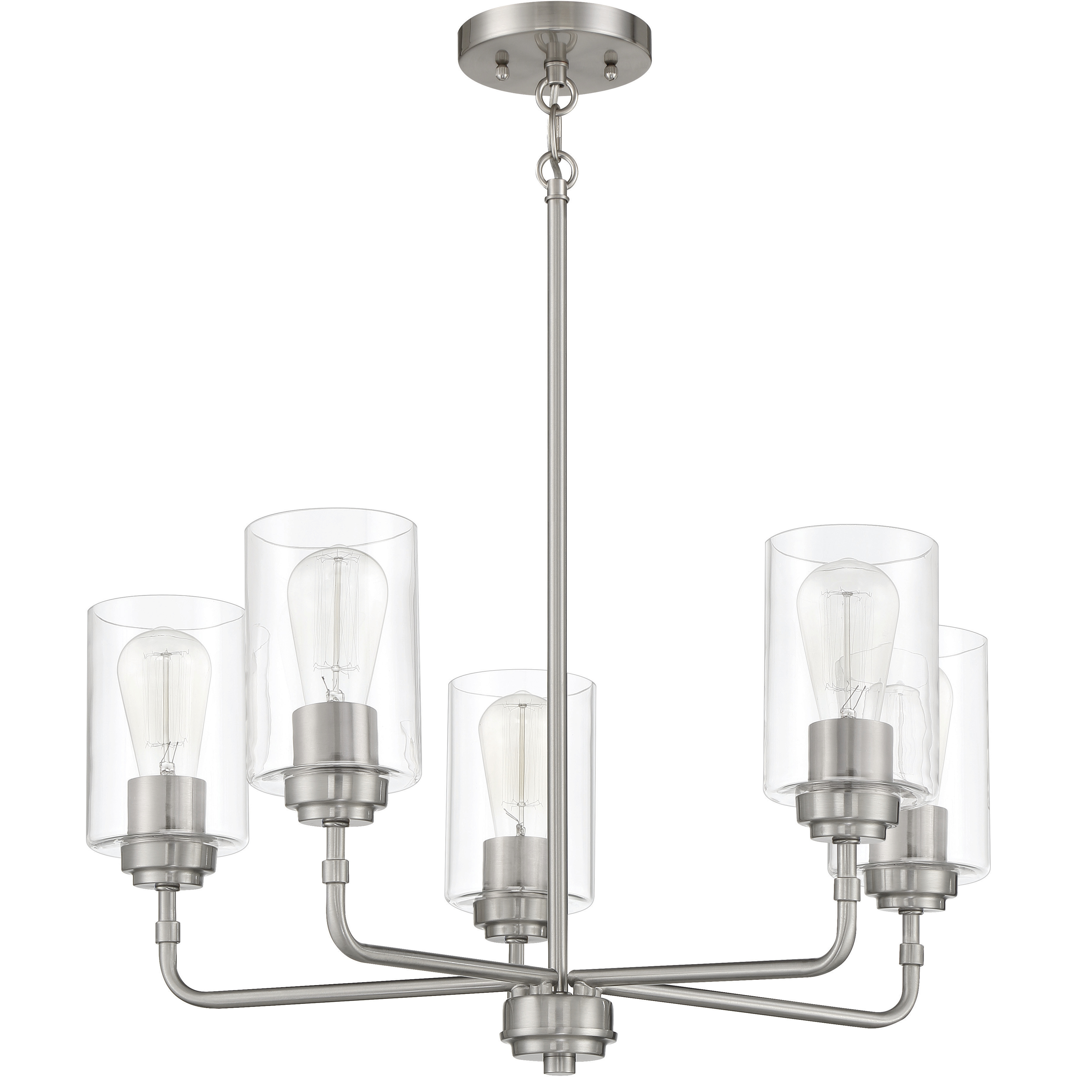 Stowe 5 Light 23 inch Brushed Polished Nickel Chandelier Ceiling Light