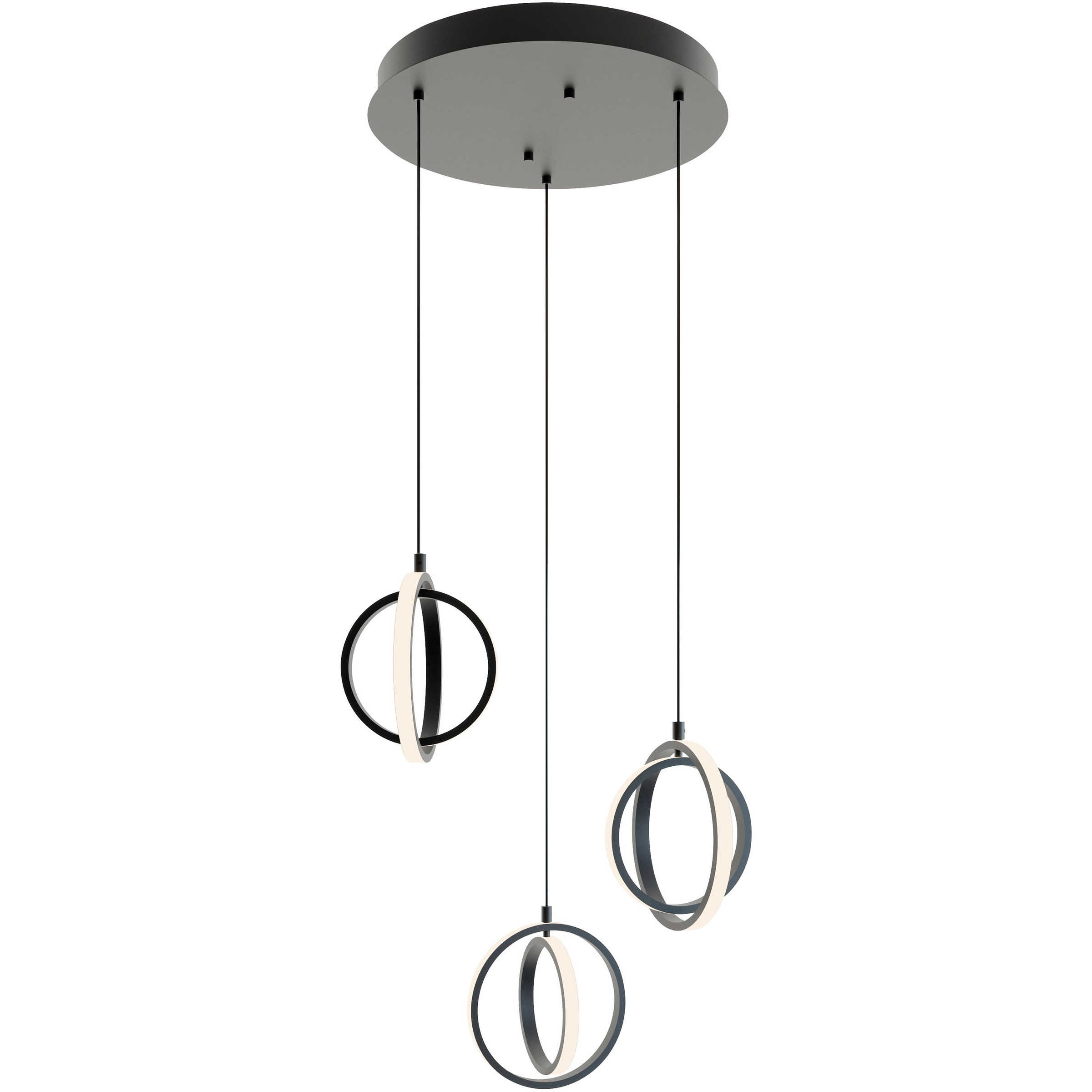 Lock 3 Light 23.37 inch Black Pendant Ceiling Light