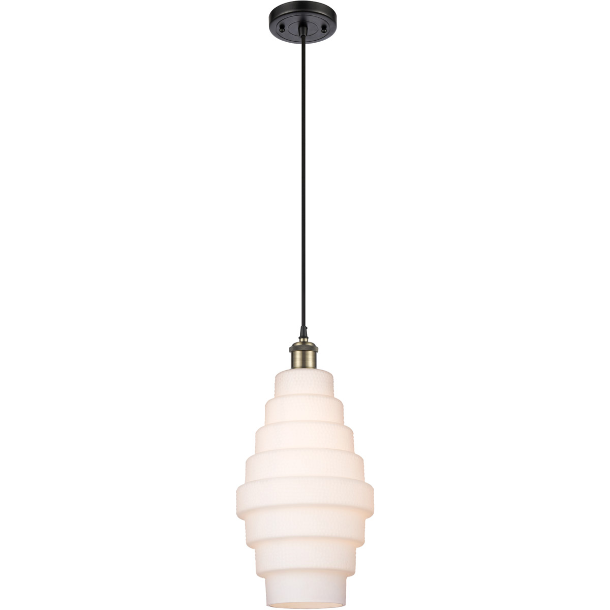 Ballston Cascade LED 8.25 inch Black Antique Brass Mini Pendant Ceiling Light in White