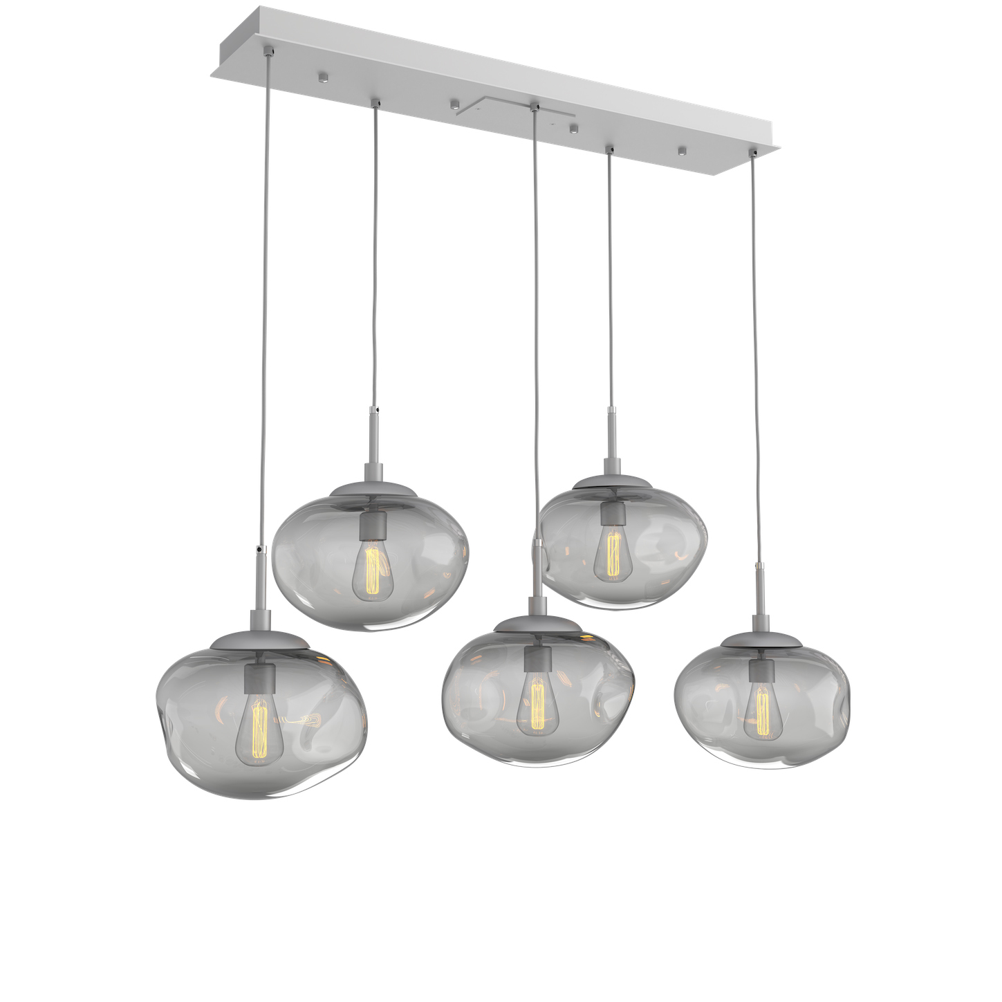 Nova Incandescent 5 Light Classic Silver Linear Pendant Ceiling Light in Smoke, Multi-Pendant