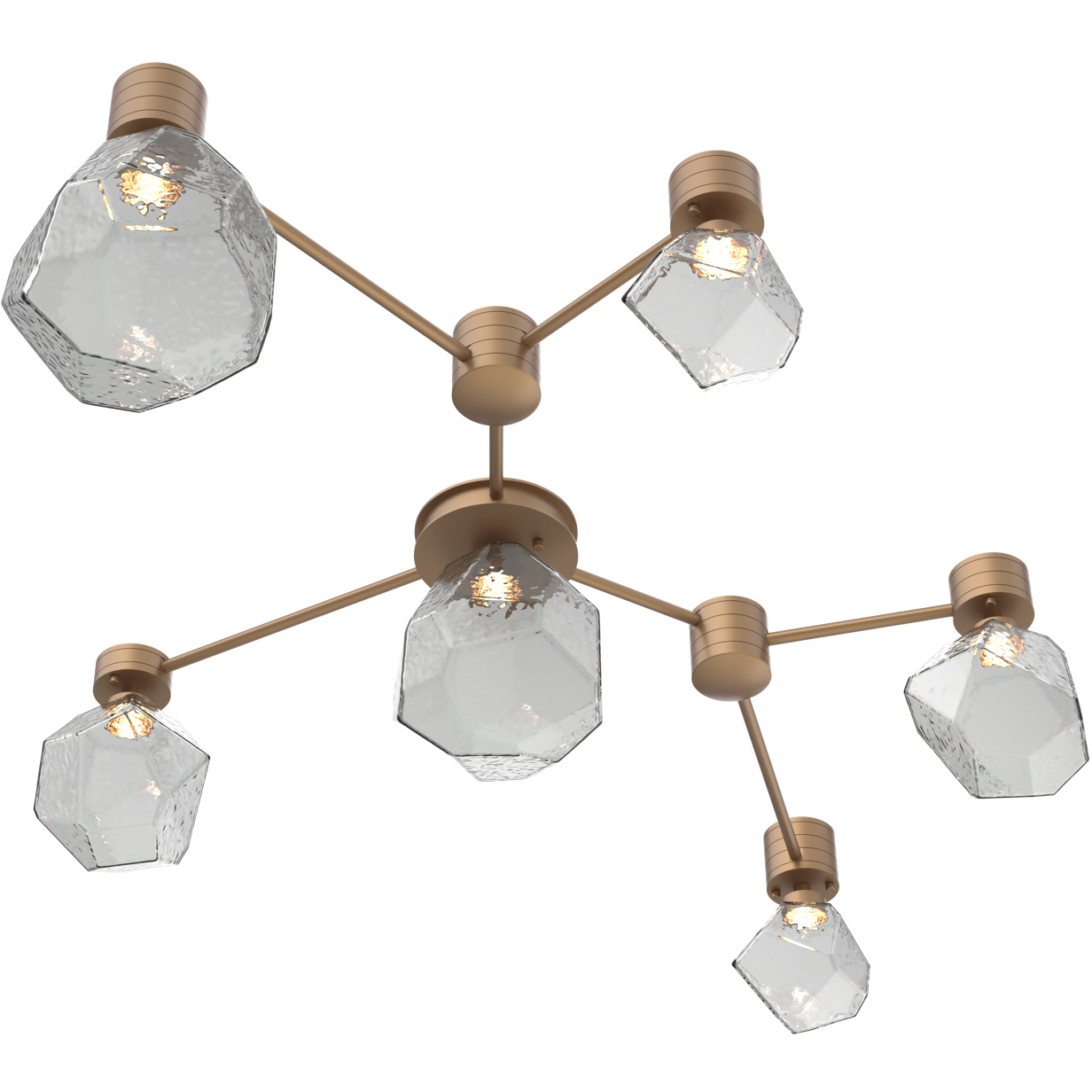 Gem LED 37.9 inch Novel Brass Linear Hub & Spoke Ceiling Light in 3000K LED, Smoke