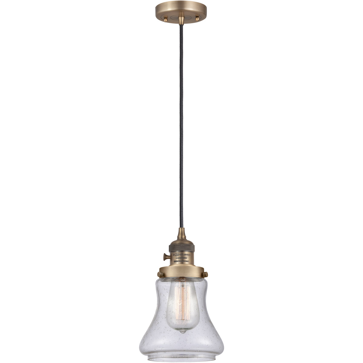 Franklin Restoration Bellmont 1 Light 6 inch Brushed Brass Mini Pendant Ceiling Light