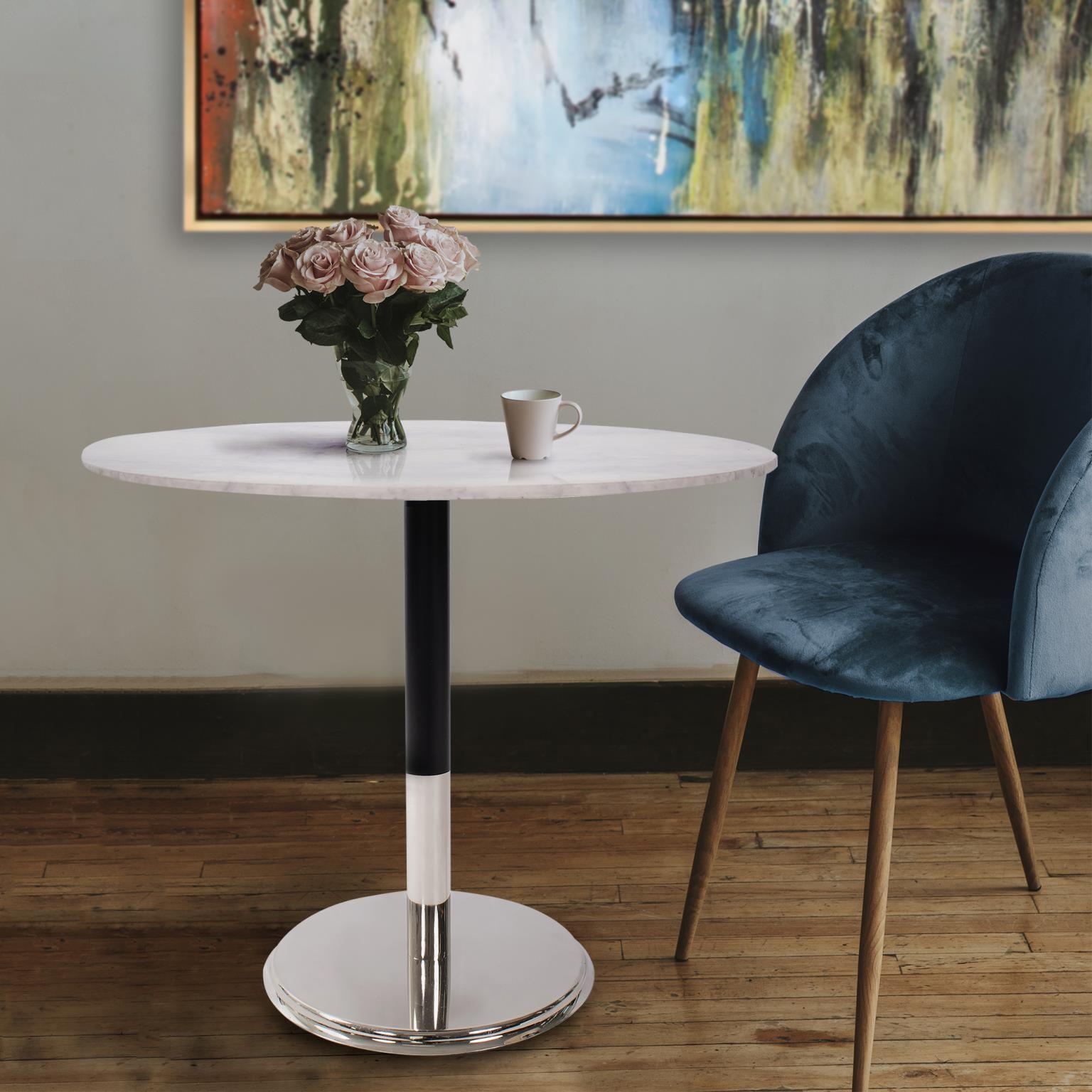 Micca White and Gray with Silver Bistro Table