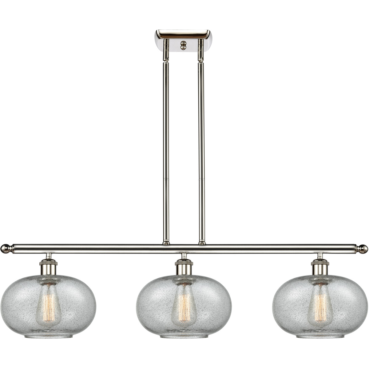 Ballston Gorham 3 Light 36 inch Polished Nickel Island Light Ceiling Light in Charcoal Glass, Ballston