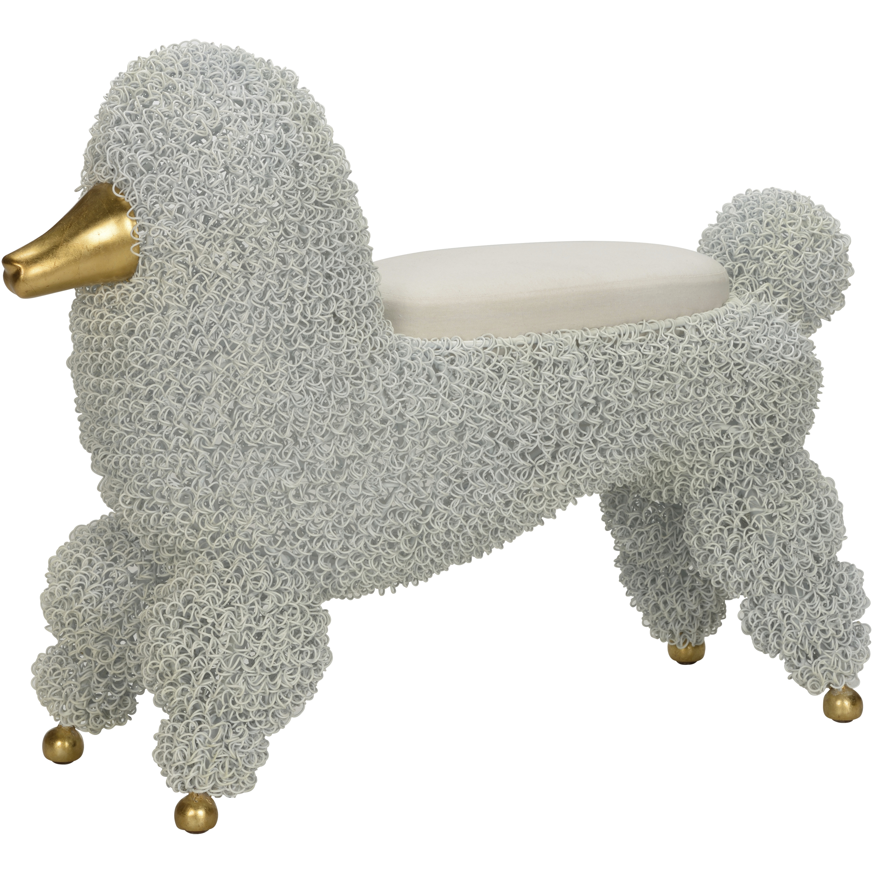Ooh La La 27.5 inch White/Cream and Gold Poodle Stool