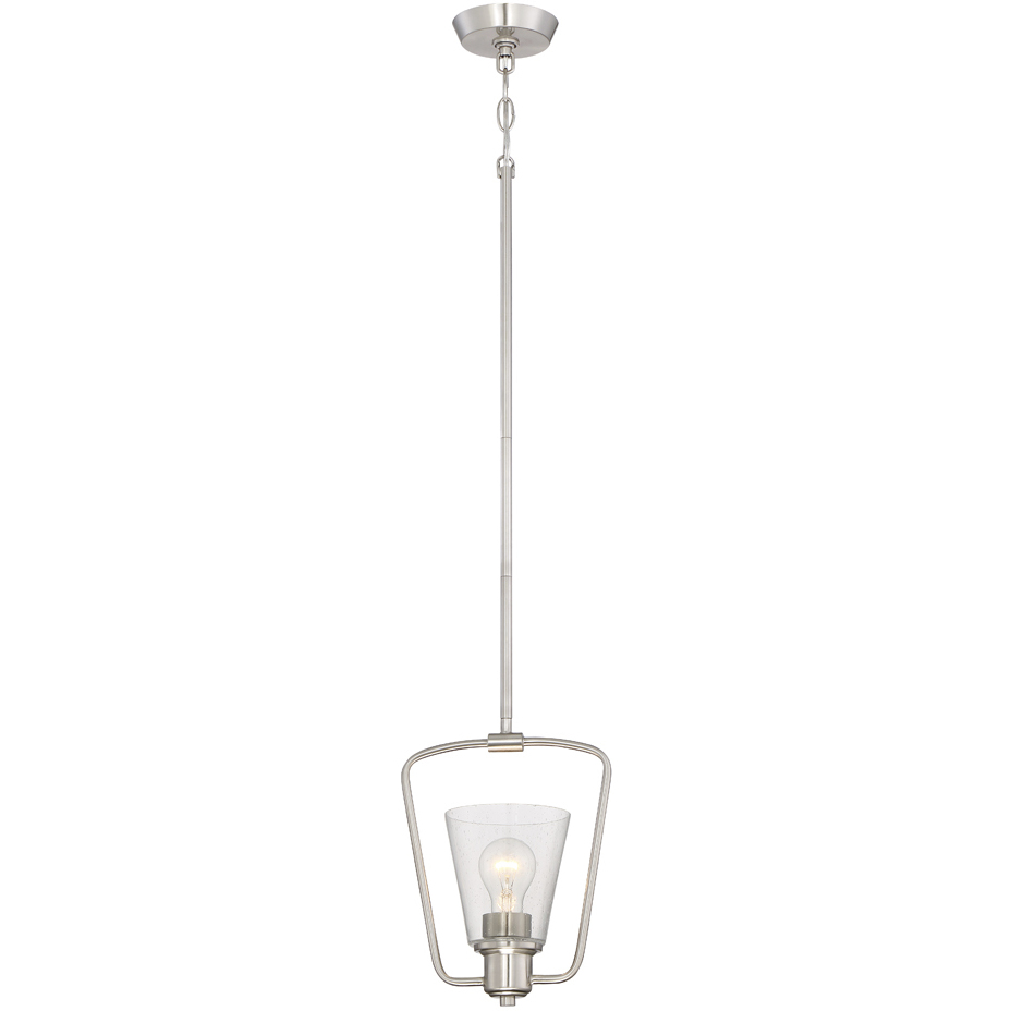 Printers Row 1 Light 8.88 inch Satin Platinum Mini Pendant Ceiling Light