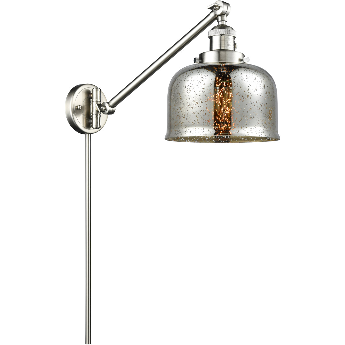 Large Bell 30 inch 3.50 watt Satin Nickel Swing Arm Wall Light, Franklin Restoration