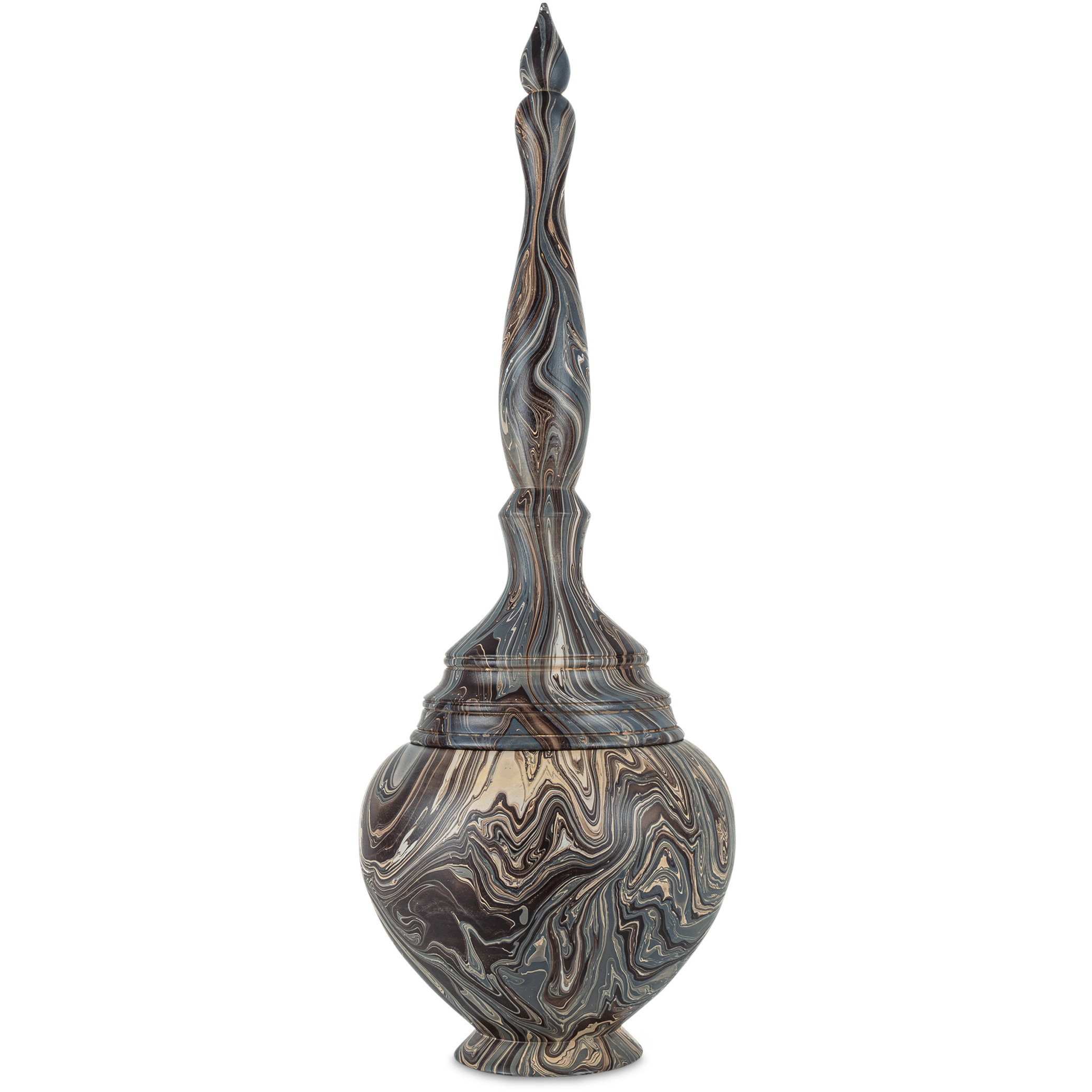 Marbleized Marbleized Brown Turret Box, Tall
