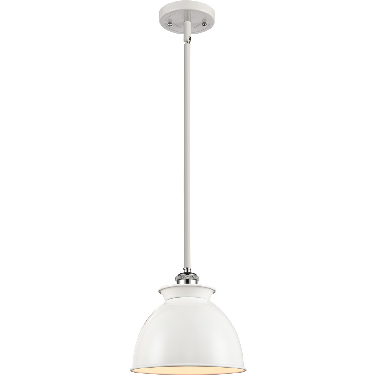 Ballston Adirondack 1 Light 8 inch White and Polished Chrome Pendant Ceiling Light in Incandescent, Glossy White, Ballston