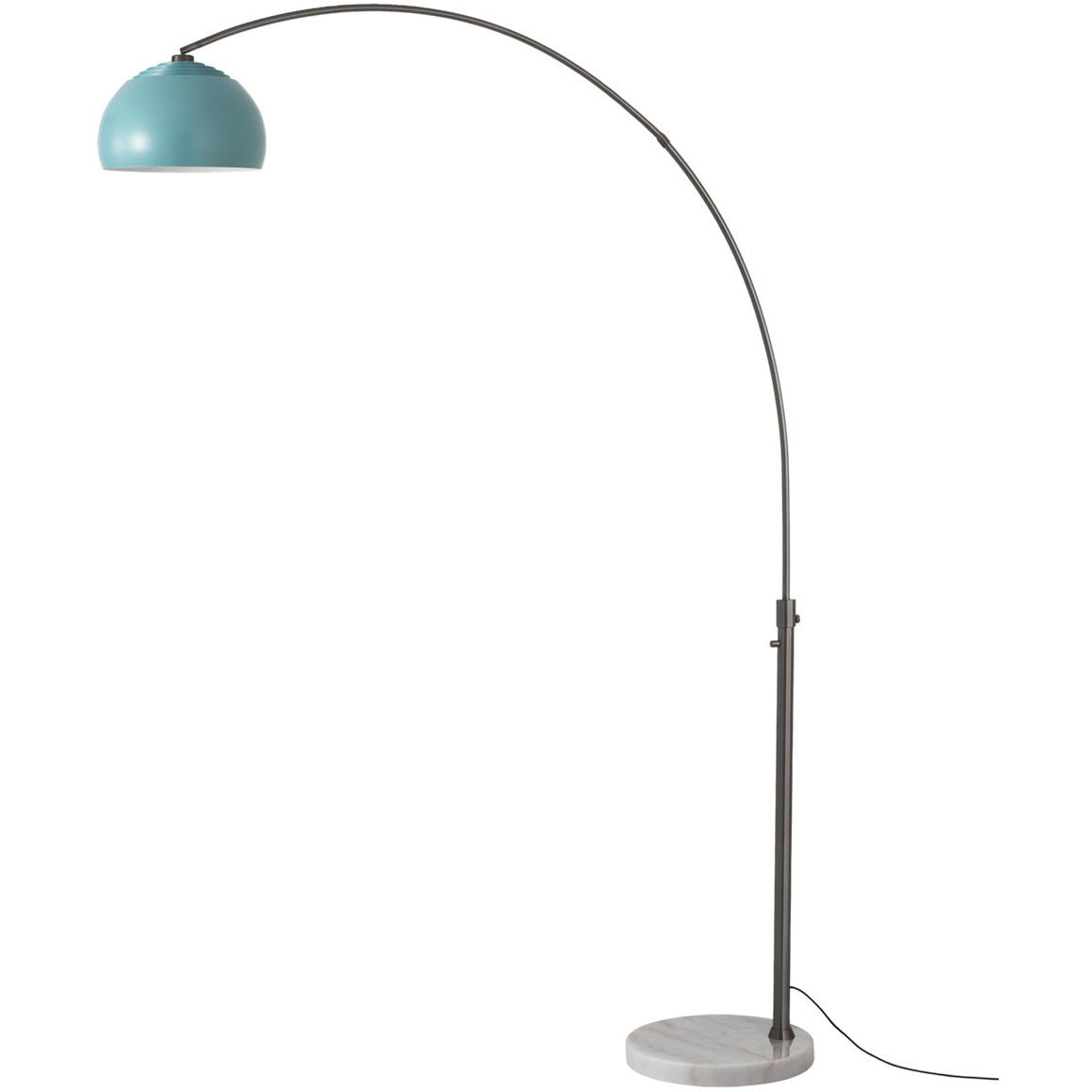 Half Dome 92 inch 14 watt Black Nickel and White Arc Floor Lamp Portable Light in Turquoise Steel