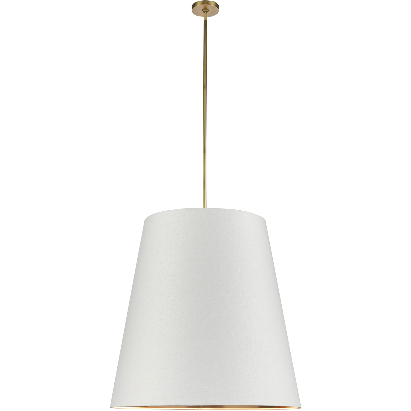 Calor 3 Light 30 inch Vintage Brass/White Linen With Gold Parchment Pendant Ceiling Light
