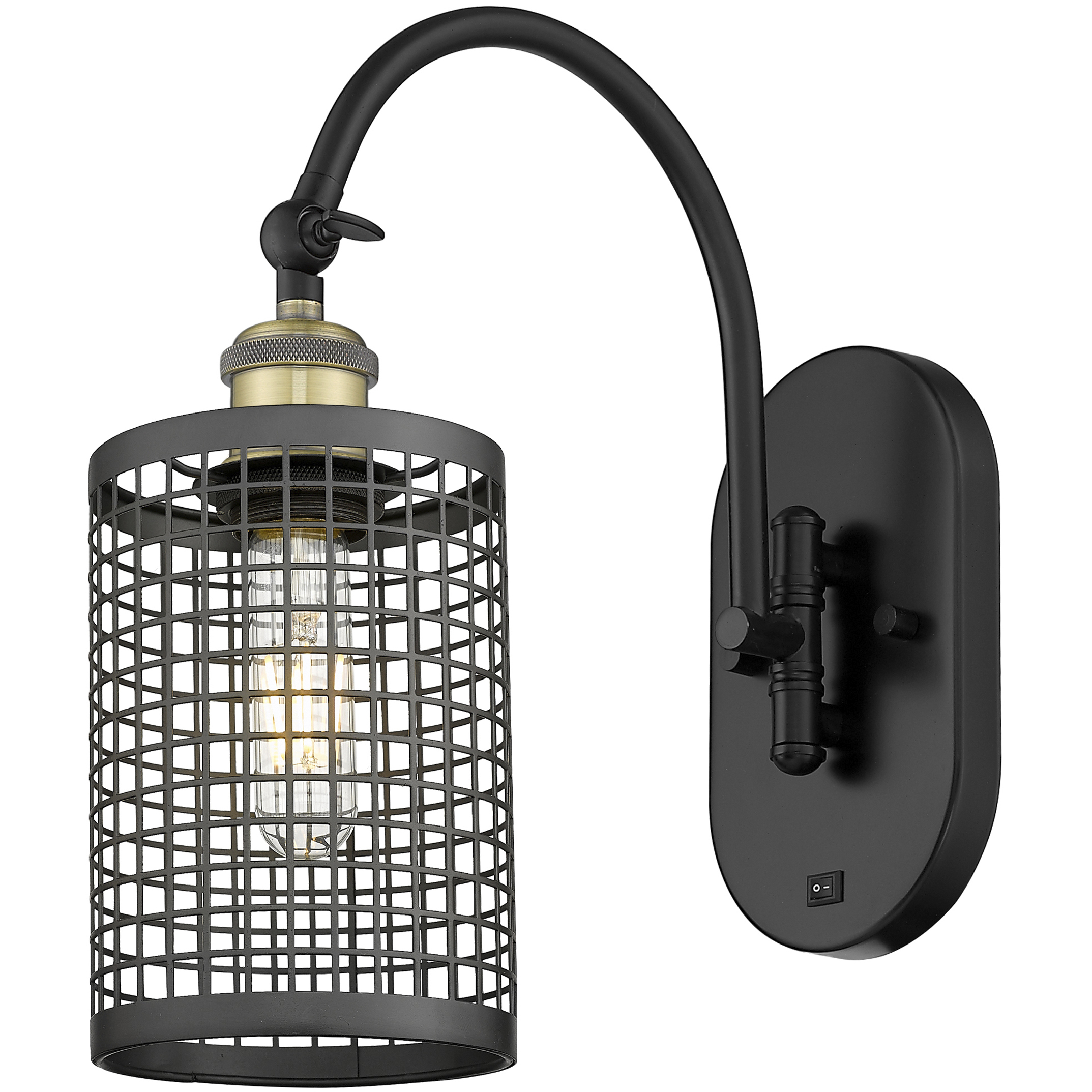 Nestbrook Sconce Wall Light in Black Antique Brass, Matte Black