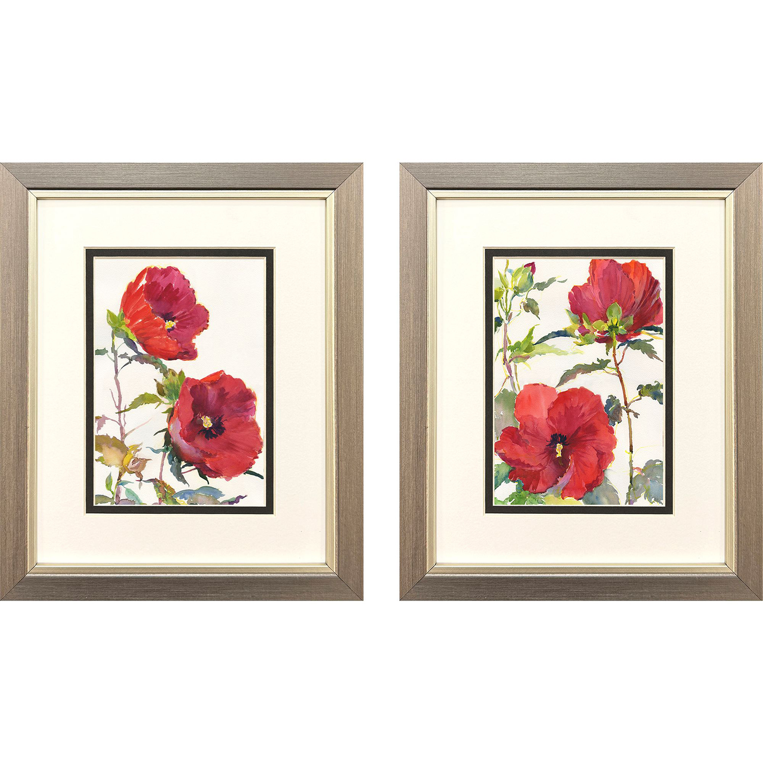 Hibiscus Glow Red and Green Framed Art, Propac