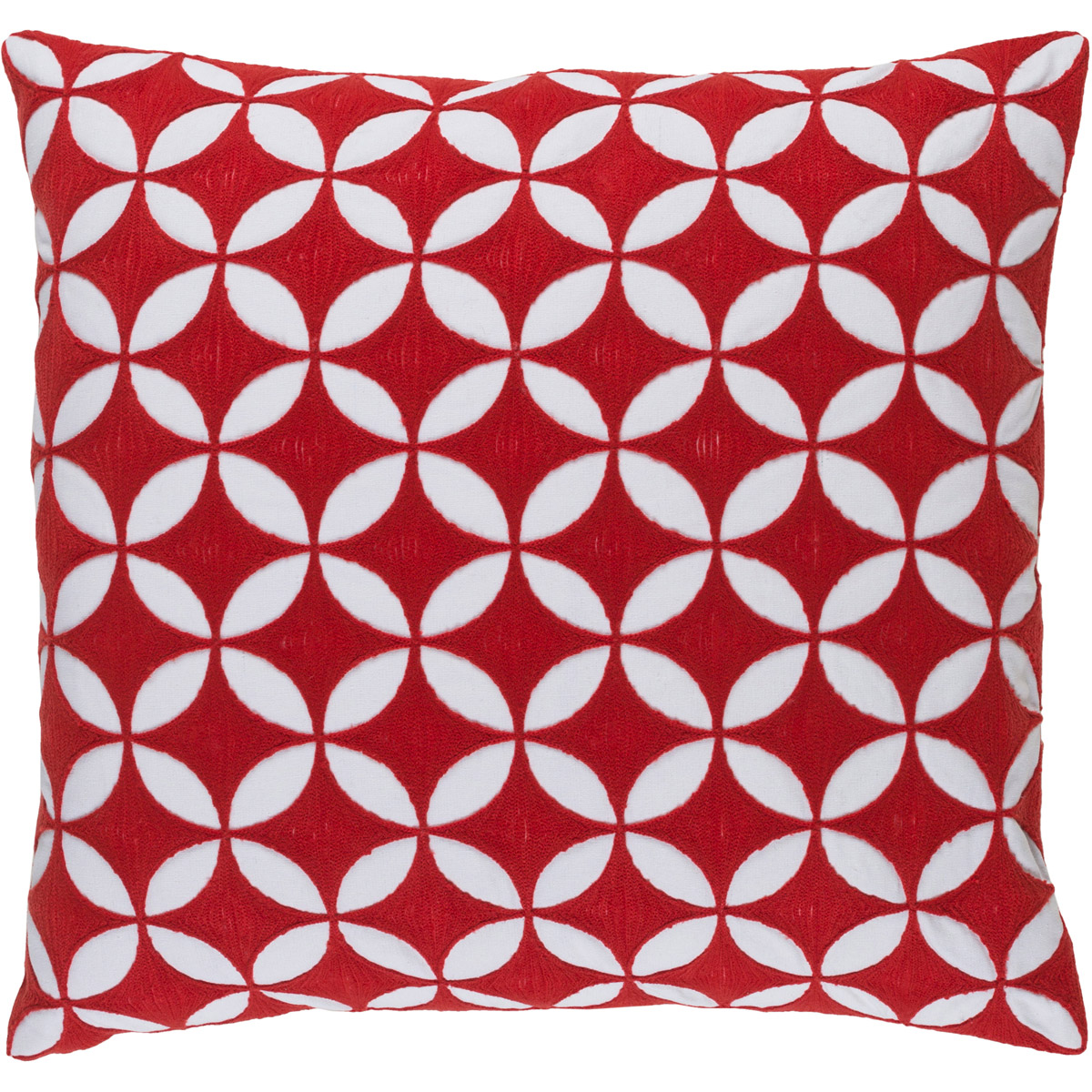 Perimeter 22 X 22 inch Bright Red and White Throw Pillow