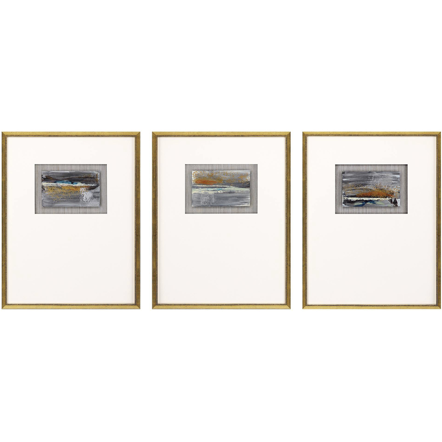 Broken Landscape Gray and Metallic and Rust and Turquoise Framed Art, The Studio