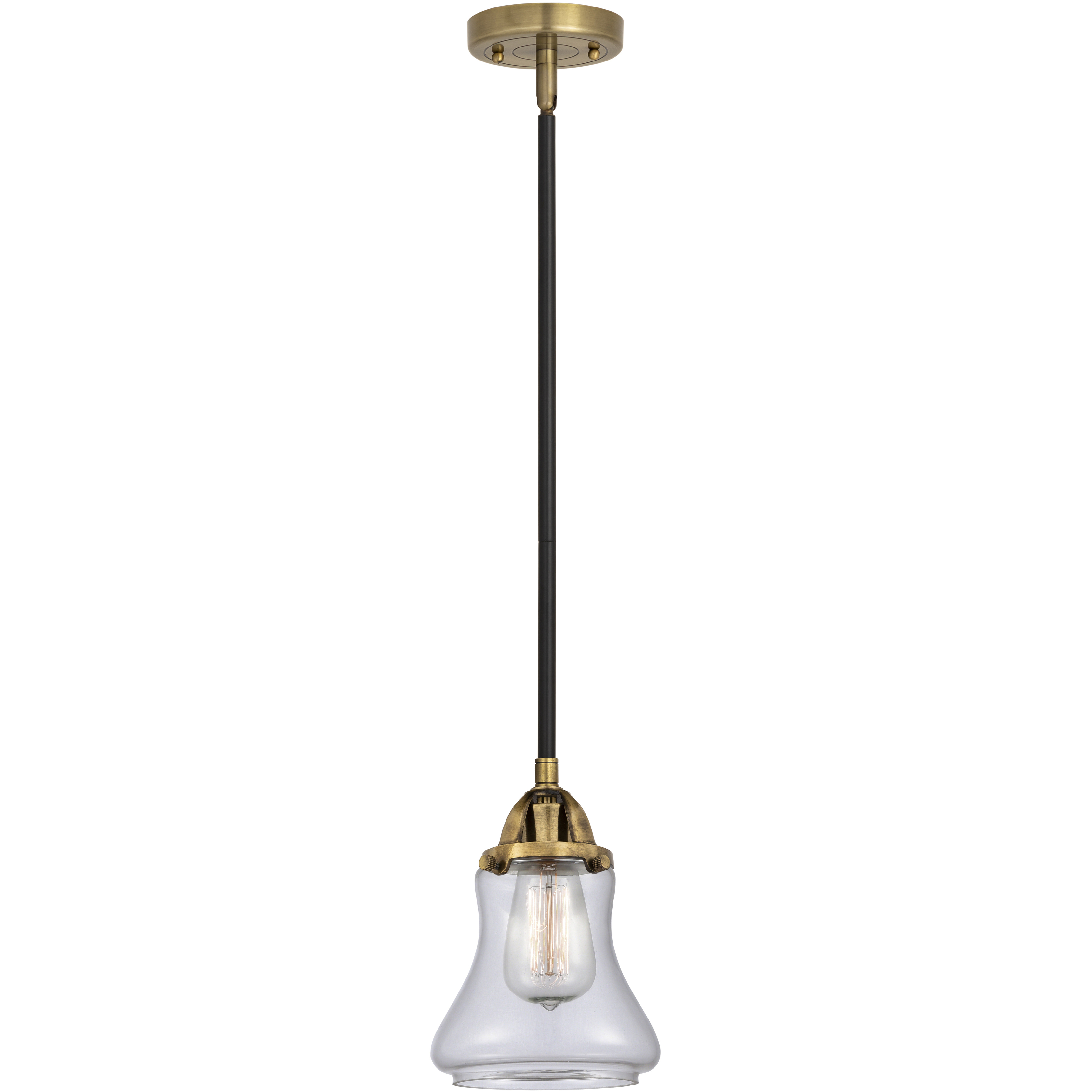 Nouveau 2 Bellmont LED 6 inch Black Antique Brass Mini Pendant Ceiling Light in Clear, Black Antique Brass and Matte Black