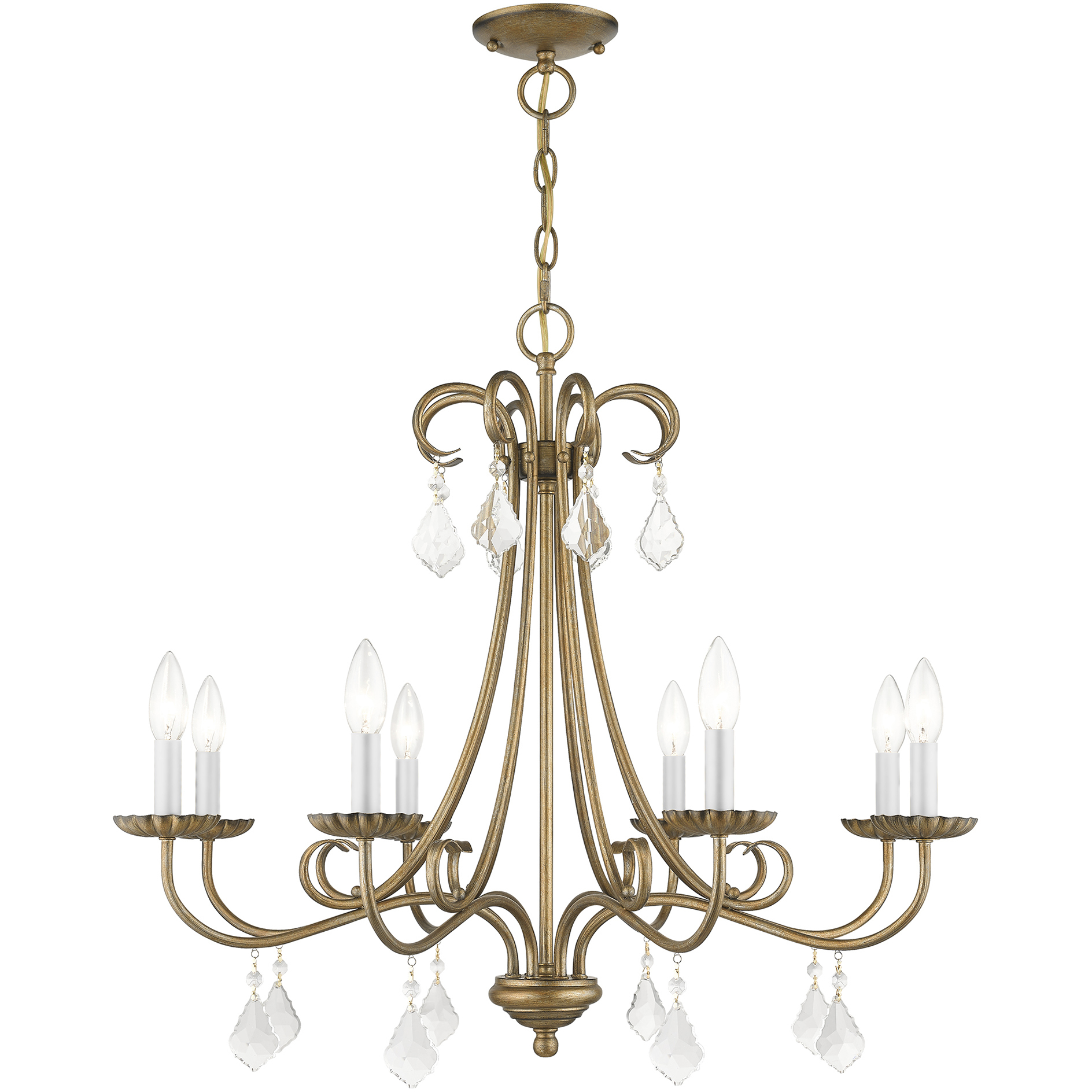 Daphne 8 Light 29.75 inch Antique Gold Leaf Chandelier Ceiling Light, Large