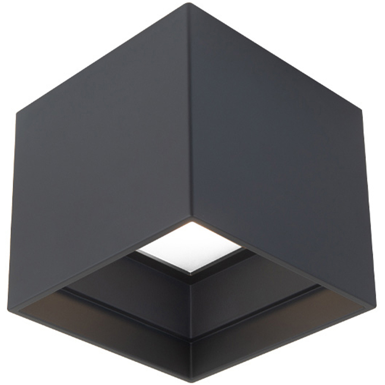 Kube 1 Light 5 inch Black Outdoor Flush Mount in 4000K