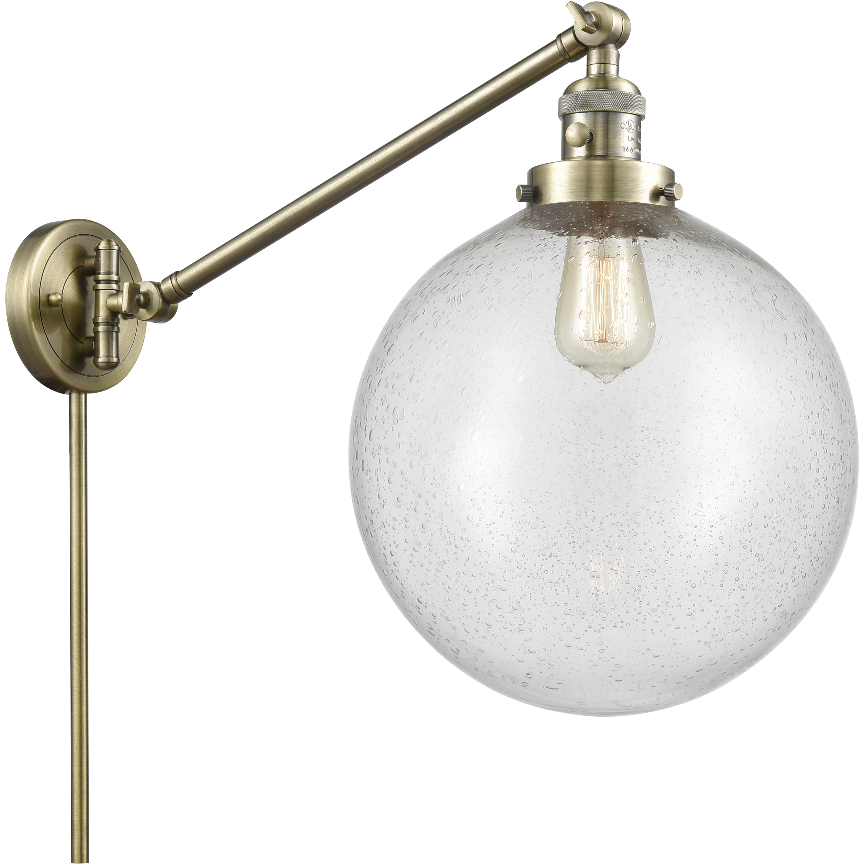 XX-Large Beacon 20 inch 60.00 watt Antique Brass Swing Arm Wall Light, Franklin Restoration