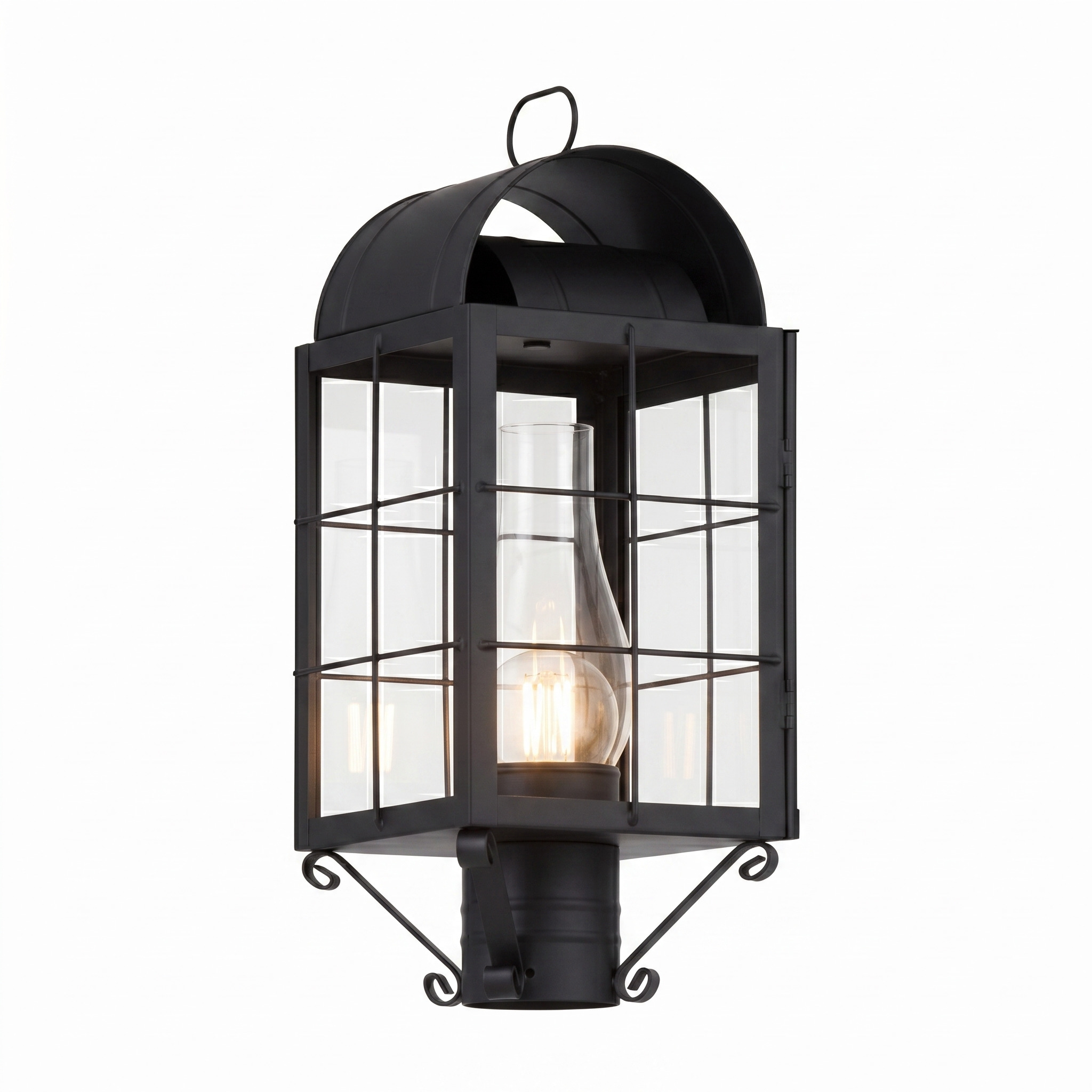 Durham 1 Light 18 inch Matte Black Post Lantern in Clear Glass, Brass Traditions by Innovations Lighting