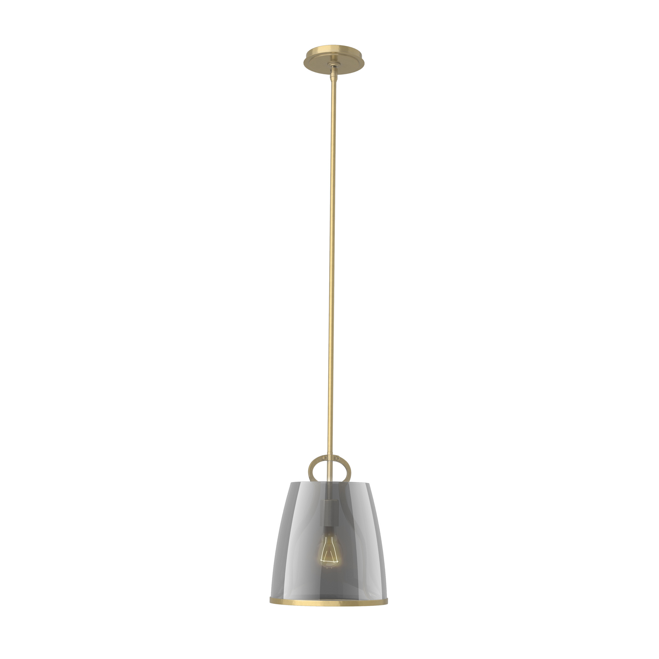 Caliper 1 Light 9.9 inch Modern Brass Pendant Ceiling Light in Plated Smoke
