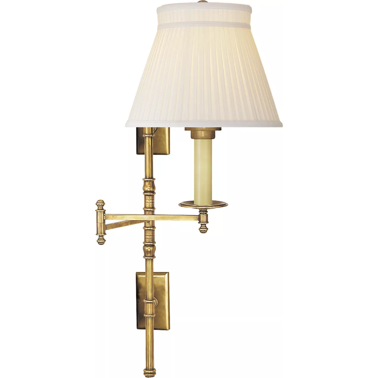 Chapman & Myers Dorchester3 24 inch 100 watt Antique-Burnished Brass Double Backplate Swing Arm Wall Light in Silk