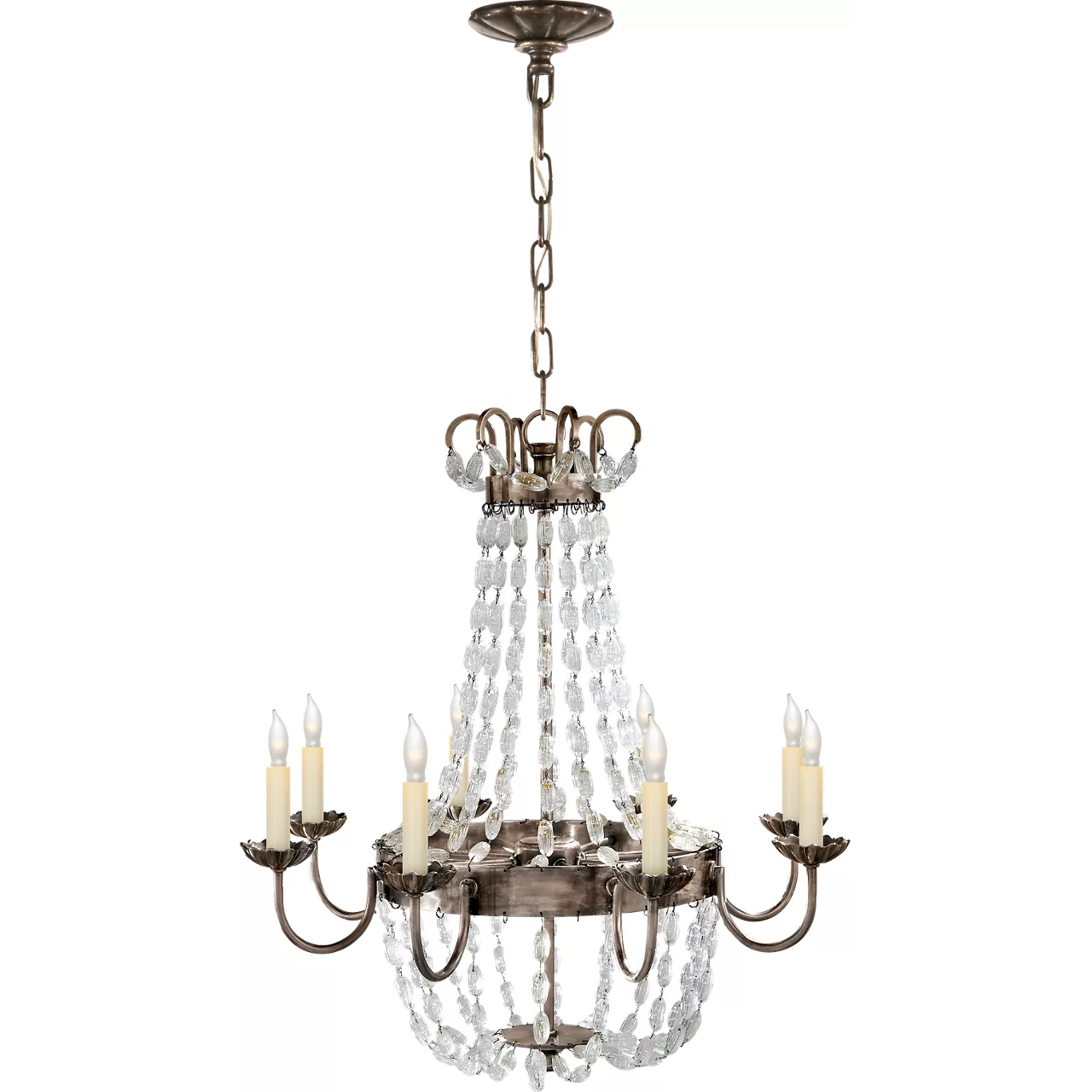Chapman & Myers Paris Flea Market 8 Light 24 inch Sheffield Silver Chandelier Ceiling Light, Medium
