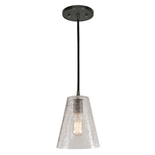 Grand Central 1 Light 7.5 inch Pewter Pendant Ceiling Light in Crackled Mouth Blown, Satin Nickel