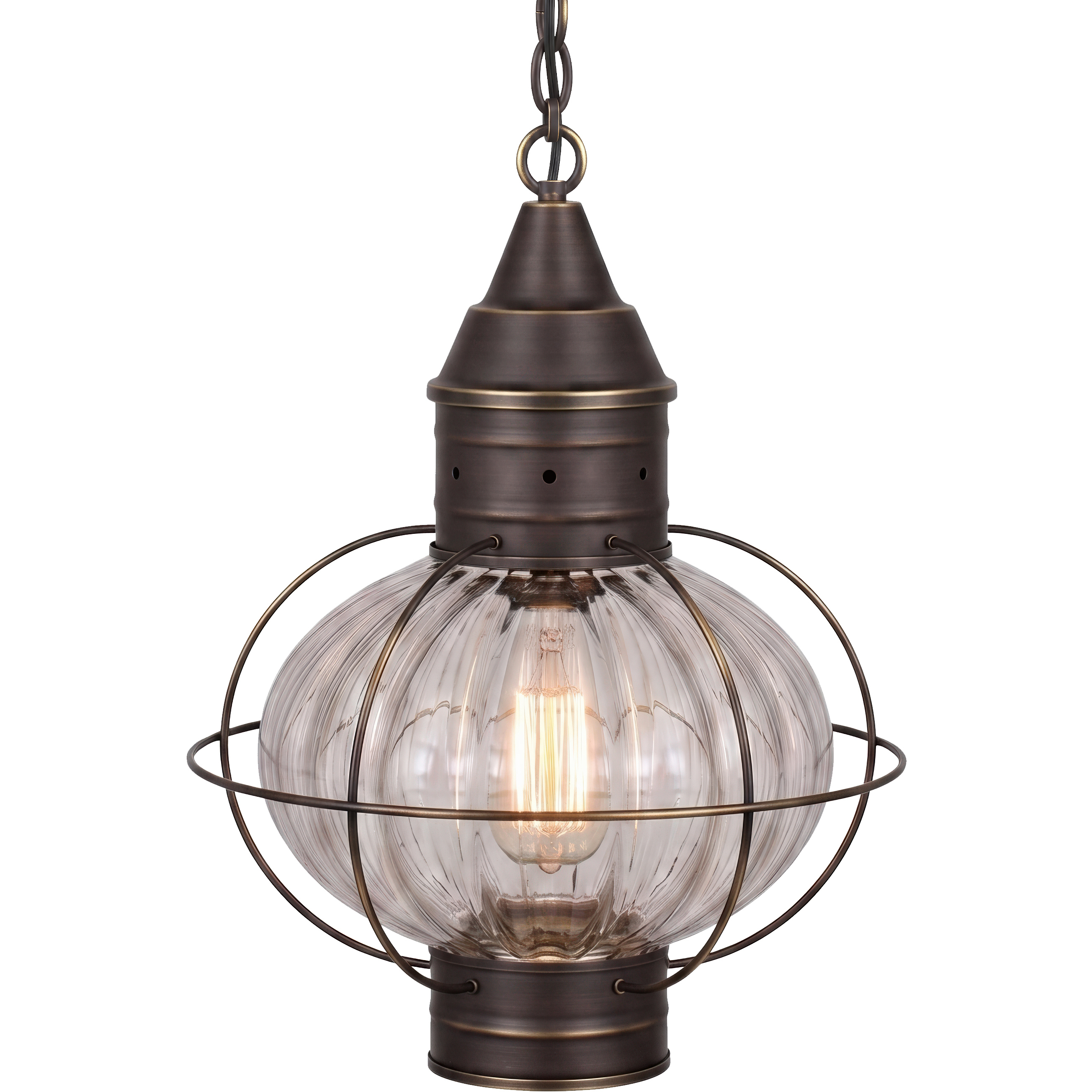Ellington 1 Light 11.75 inch Bronze Outdoor Pendant in Optic Glass, Brass Traditions by Innovations Lighting