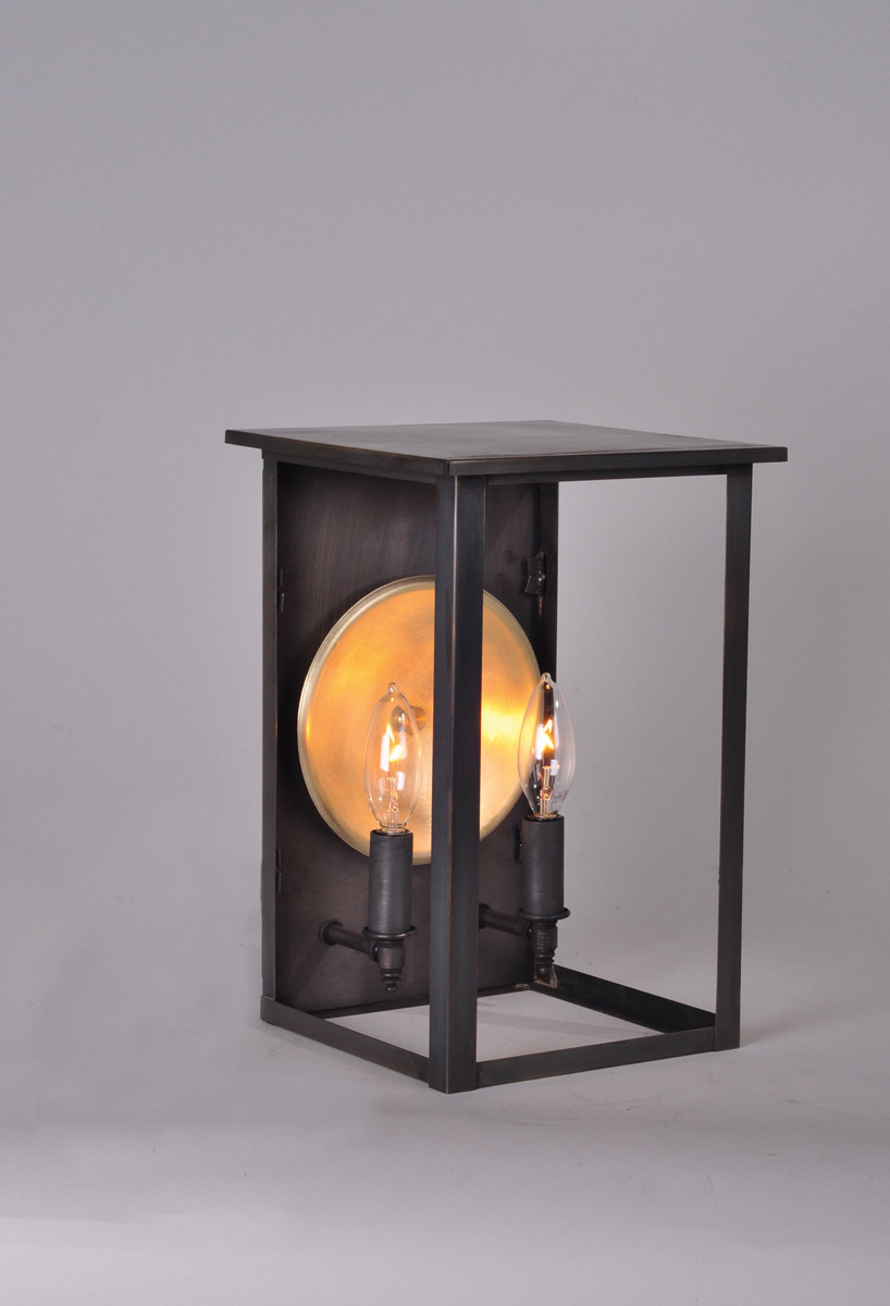 Ashford 2 Light 12.25 inch Antique Brass Outdoor Wall Light in Mirrored 6in, Clear Seedy Glass, Two 60W Candelabra