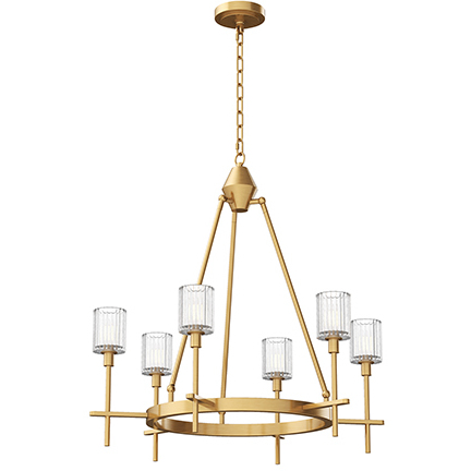 Salita 6 Light 28.5 inch Vintage Brass Chandelier Ceiling Light in Ribbed Crystal