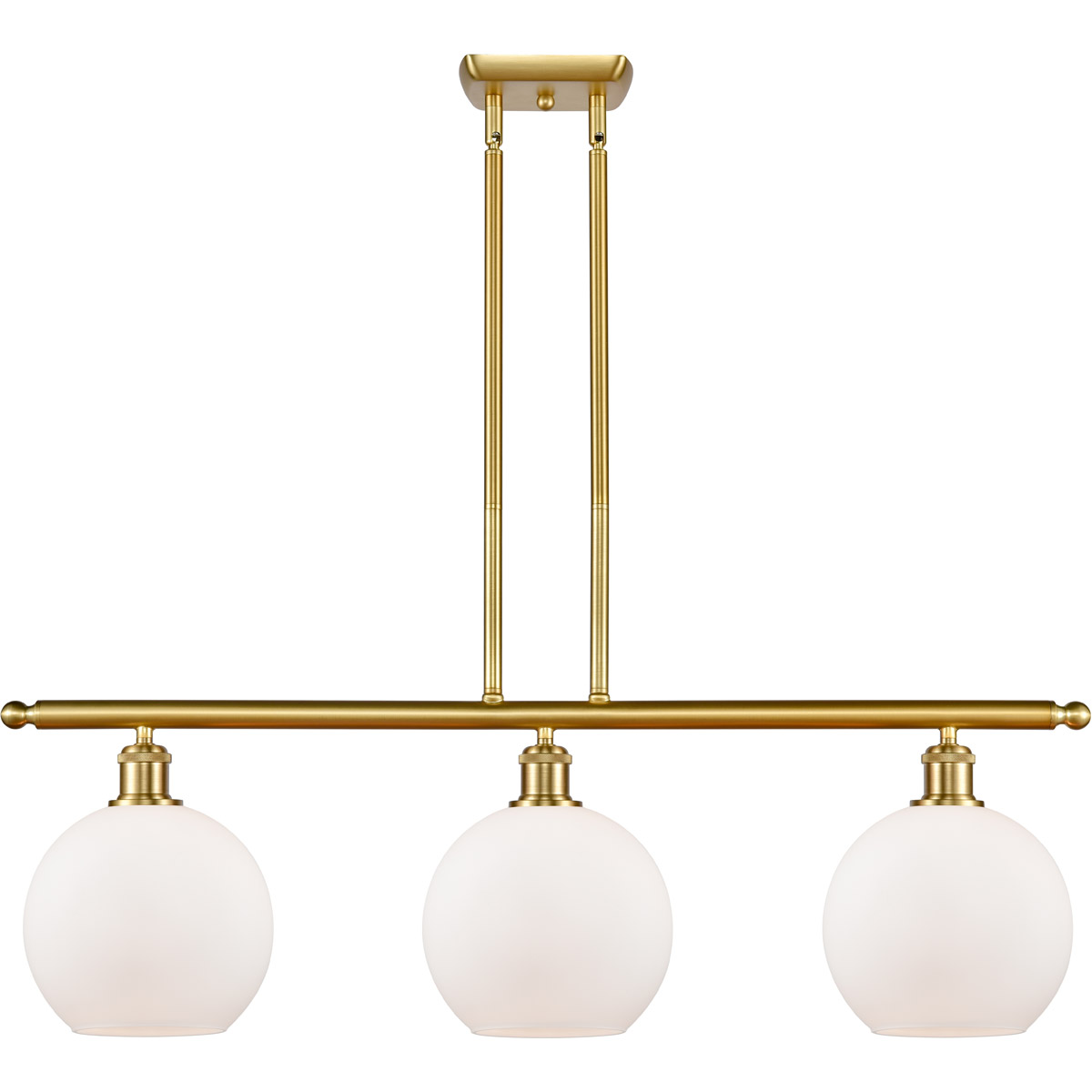 Ballston Athens 3 Light 36 inch Satin Gold Island Light Ceiling Light in Matte White Glass, Ballston
