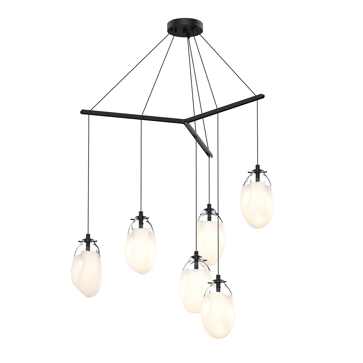 Liquid LED 39.25 inch Satin Black Pendant Ceiling Light in White Glass