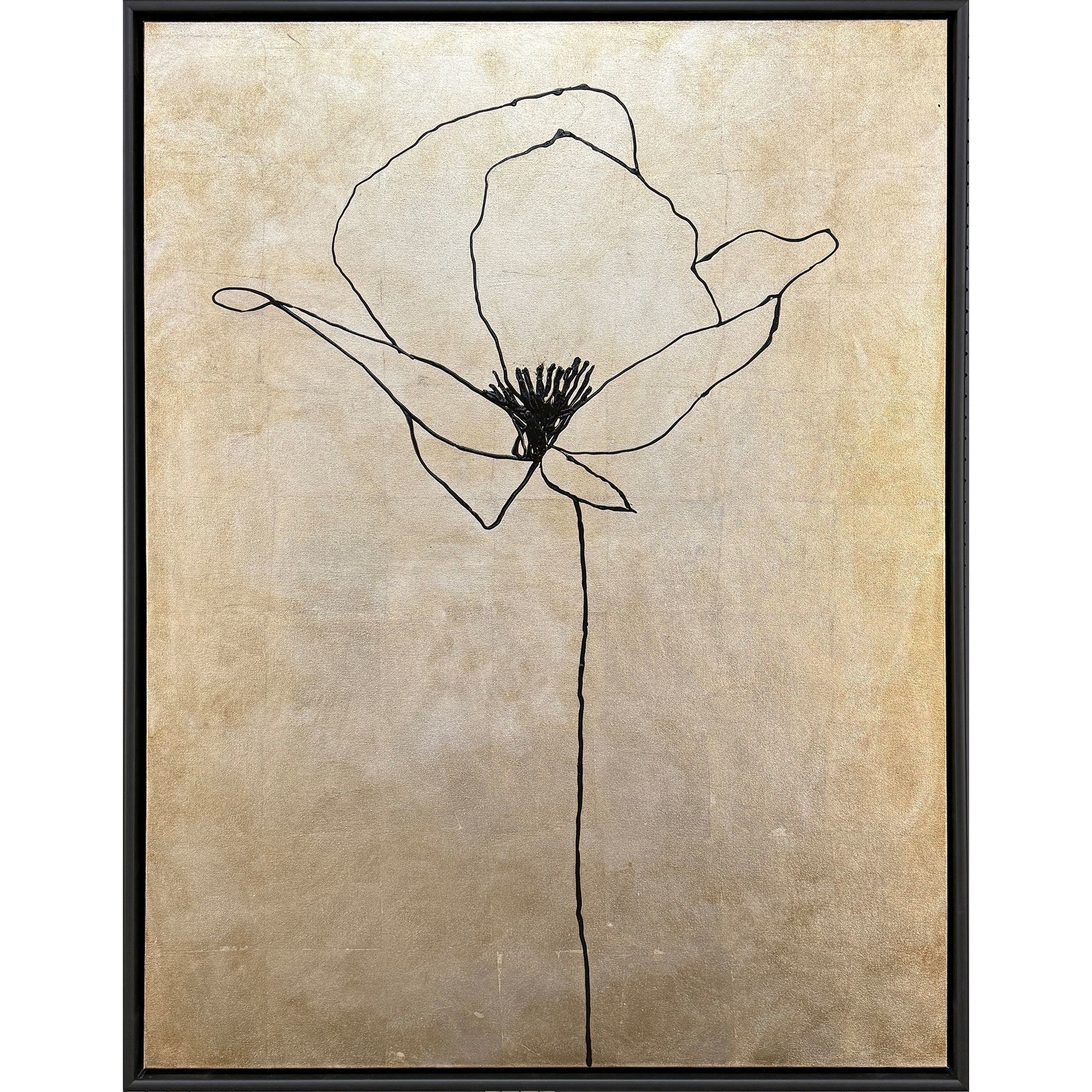 Silver Poppies Brown and Metallic Canvas, The Studio