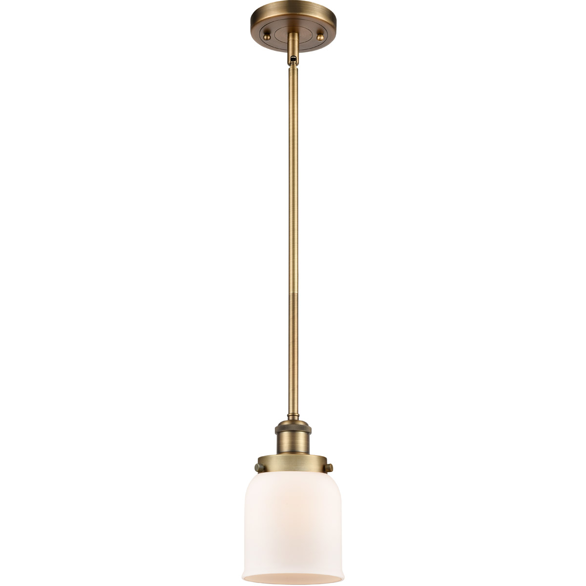 Ballston Small Bell LED 5 inch Brushed Brass Pendant Ceiling Light in Matte White Glass
