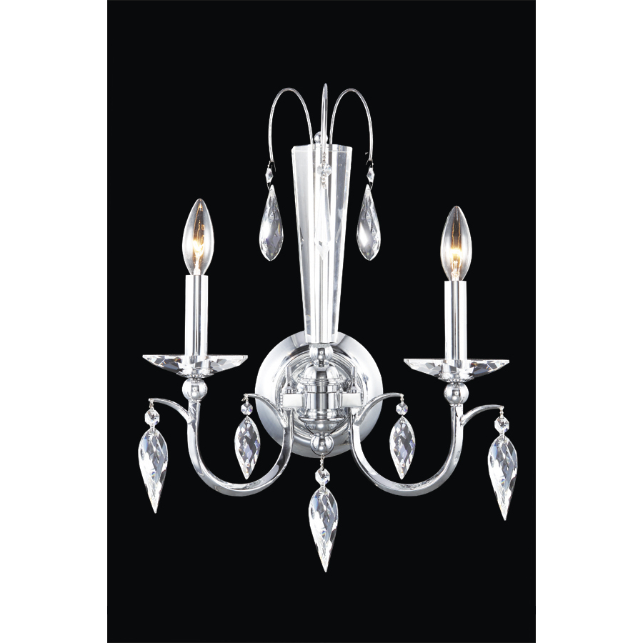 Sculptured Leaf 2 Light 15 inch Silver Wall Sconce Wall Light