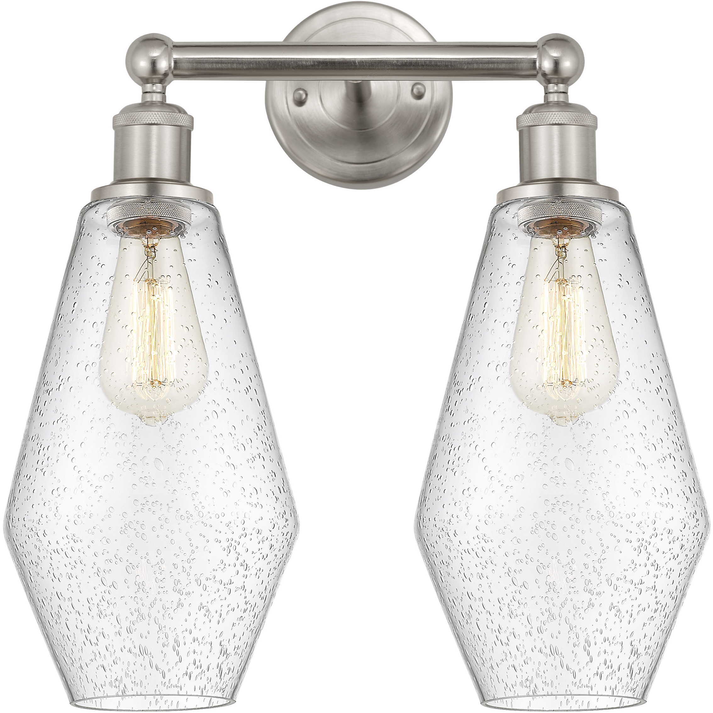 Cindyrella 2 Light 16 inch Brushed Satin Nickel Bath Vanity Light Wall Light in Seedy Glass