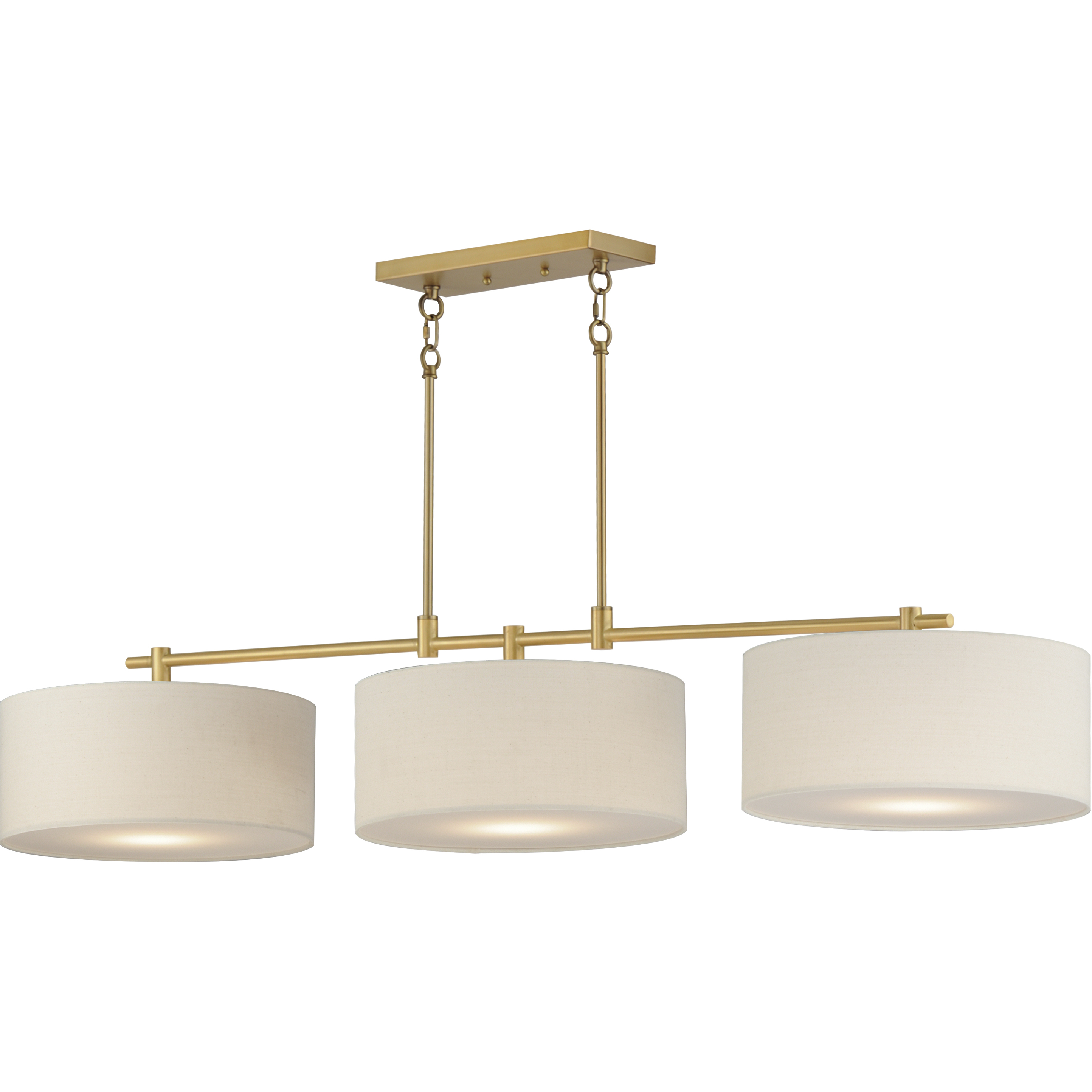 Bongo 3 Light 60 inch Natural Aged Brass Linear Pendant Ceiling Light