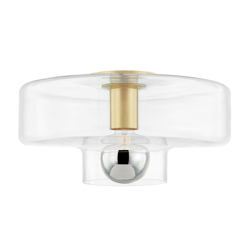 Iona 1 Light 14 inch Aged Brass Flush Mount Ceiling Light