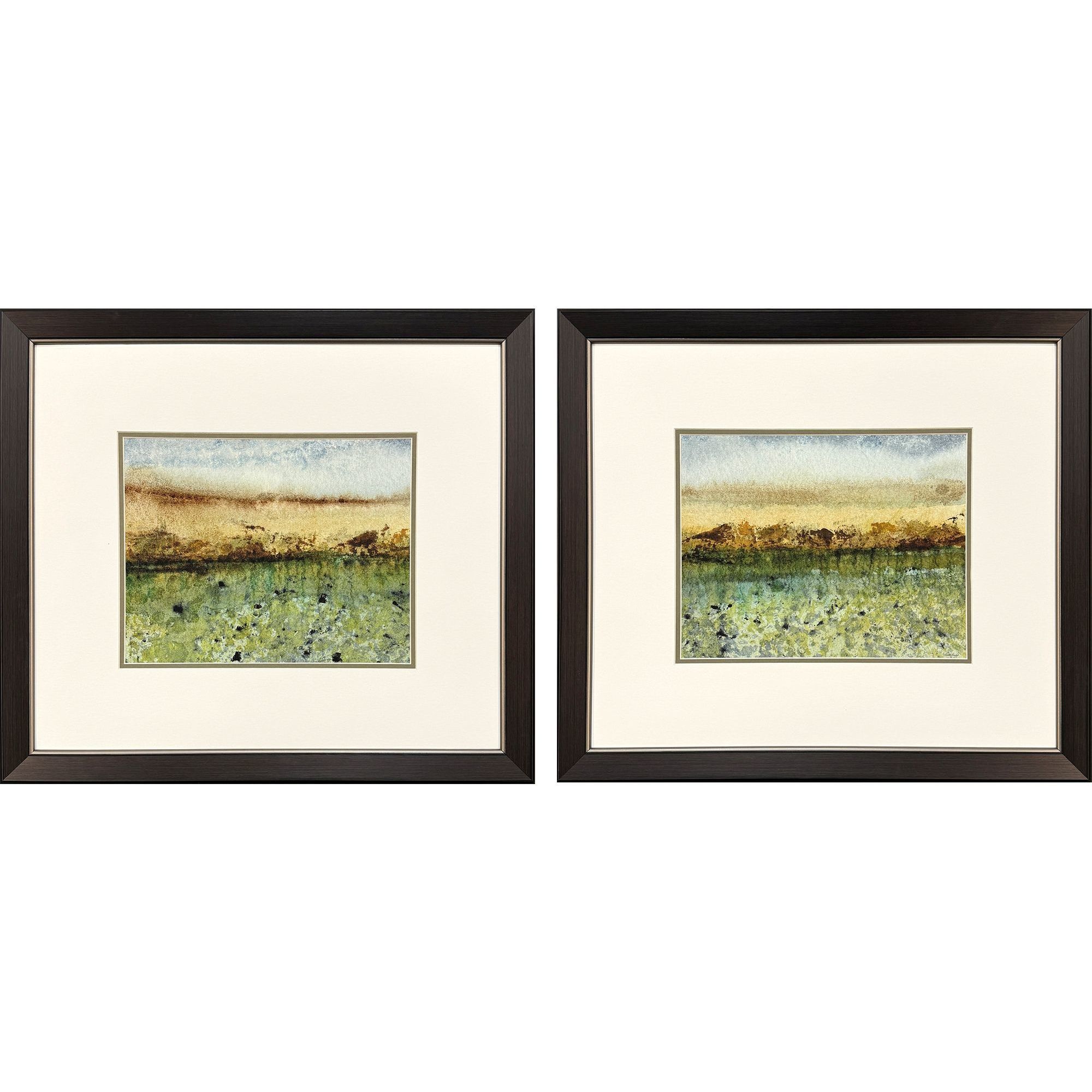 Abstract Vast Field Green and Brown and Yellow Framed Art, Propac