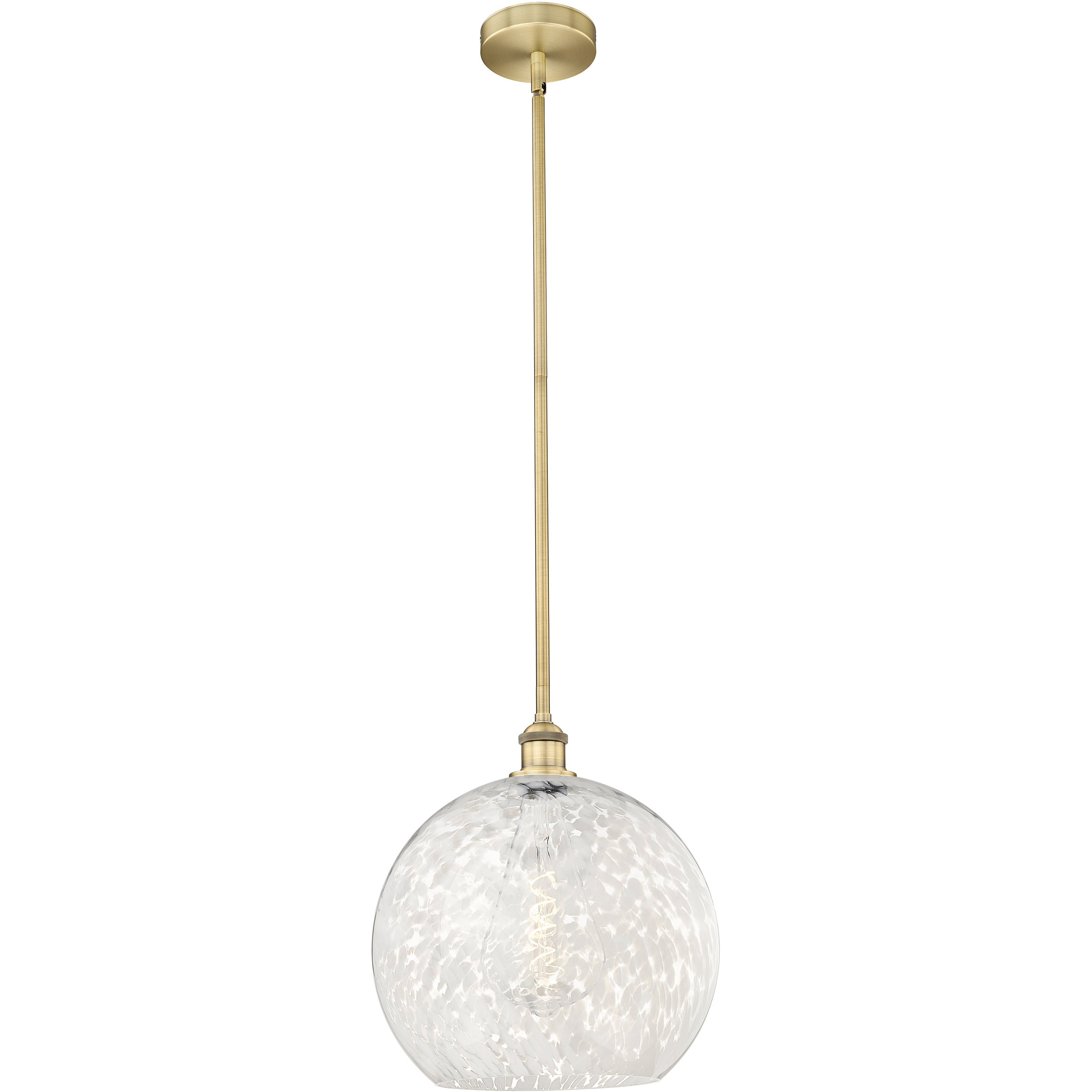 Edison White Mouchette 1 Light 13.75 inch Brushed Brass Stem Hung Pendant Ceiling Light