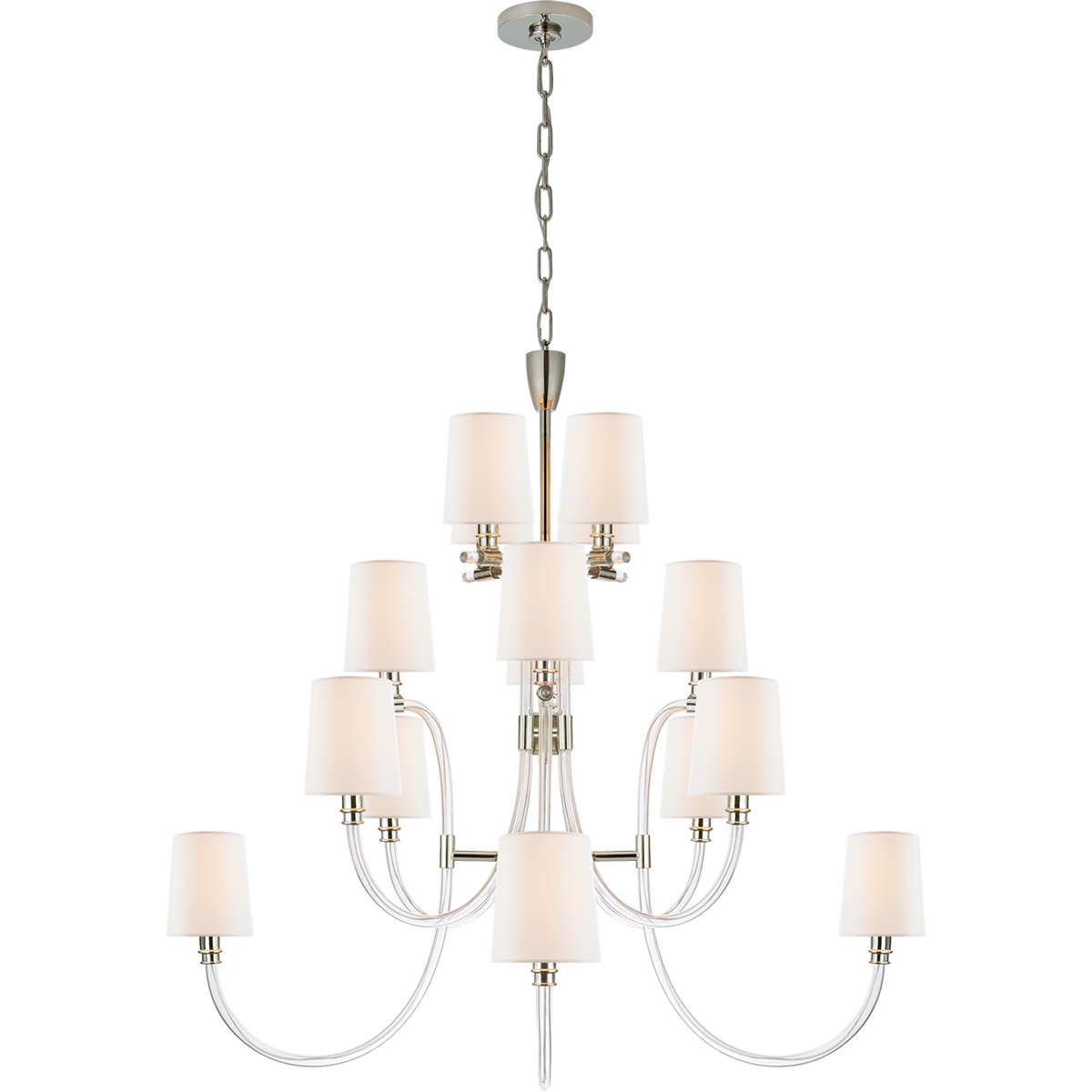 Julie Neill Clarice 16 Light 44.25 inch Clear Acrylic with Polished Nickel Chandelier Ceiling Light in Crystal with Polished Nickel, Large