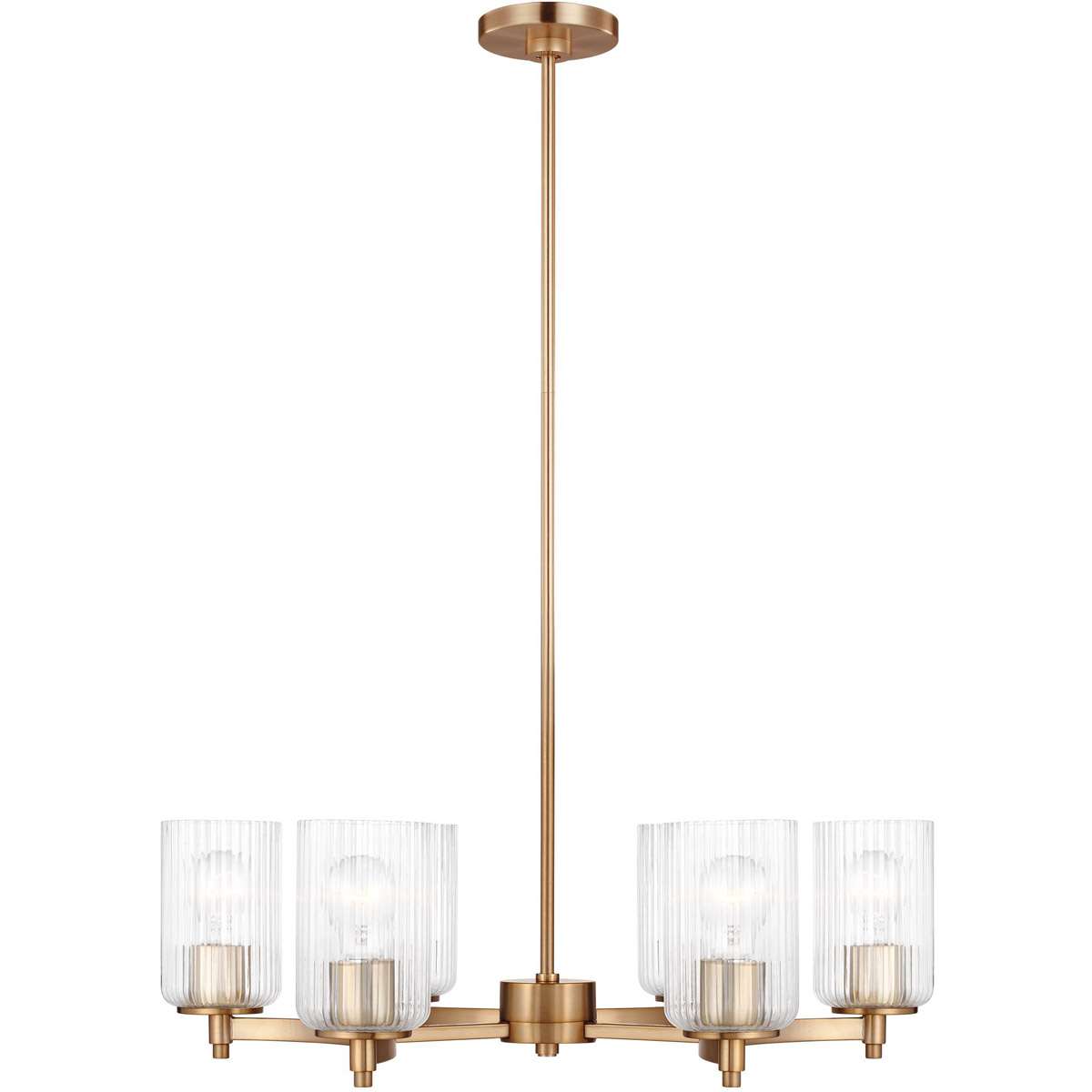 Beaumont 6 Light 25 inch Satin Brass Chandelier Ceiling Light