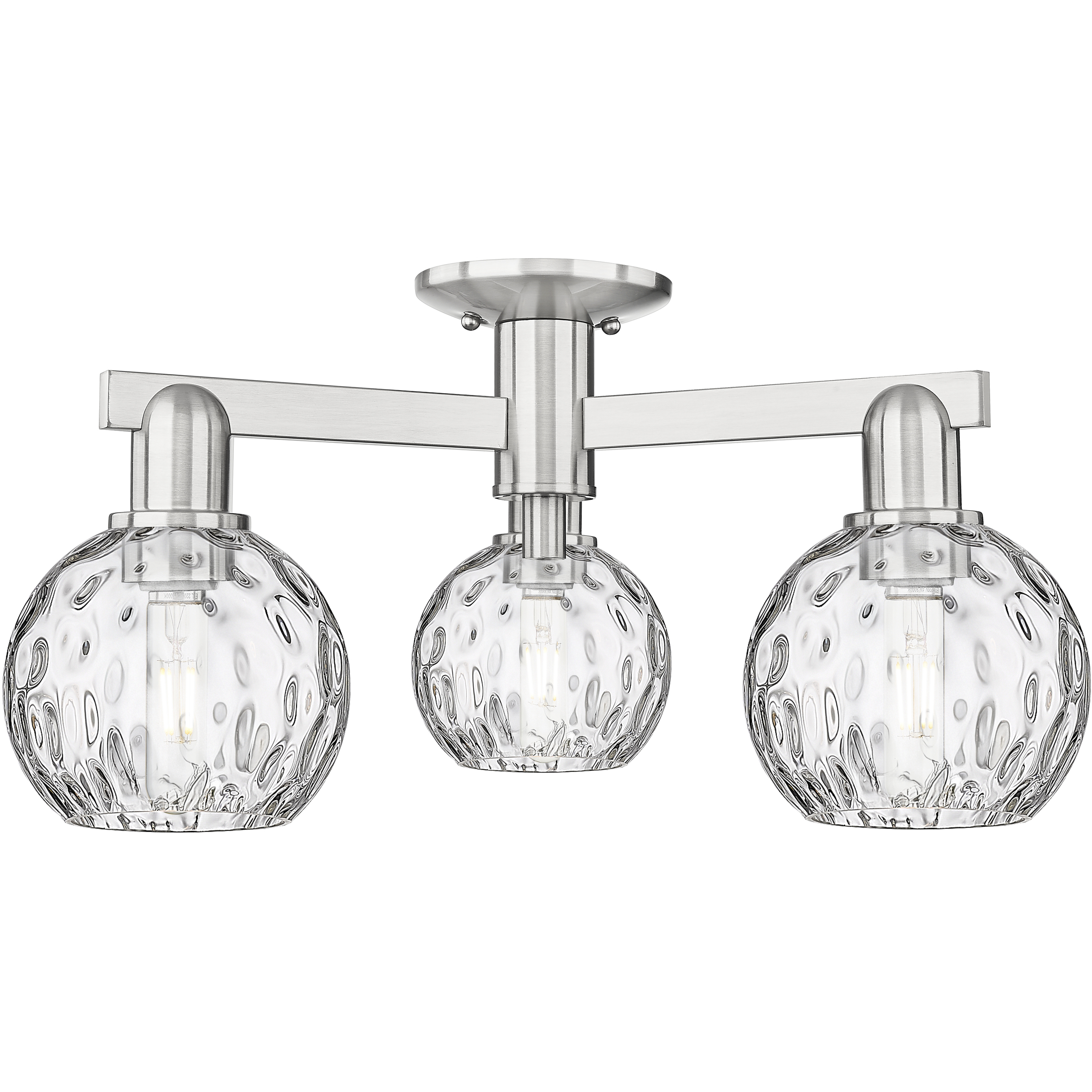 Arcadia Athens Water Glass 3 Light 23.5 inch Brushed Satin Nickel Semi-Flush Mount Ceiling Light